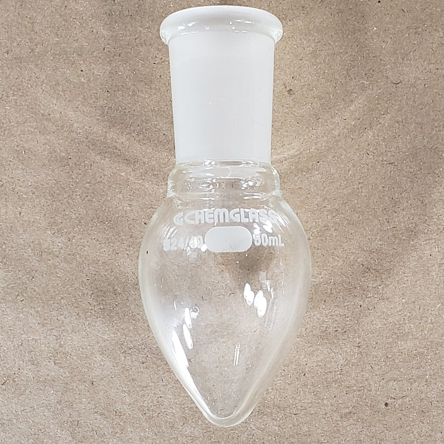 Chemglass CG-1554-01 50mL Glass Pear Shaped Heavy Boiling Flask 24/40 Set of 2