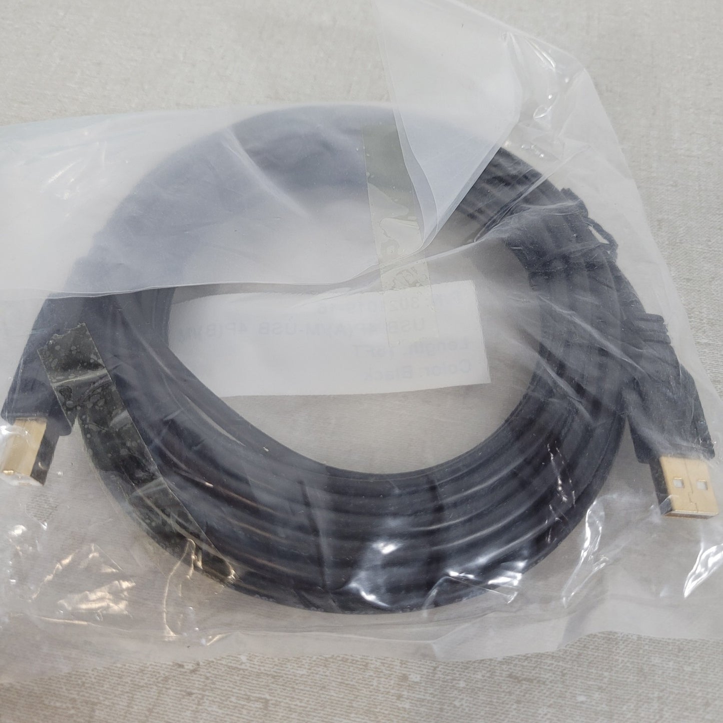 Qualtek 3021019-16 USB A Male to B Male Cable 16FT Black