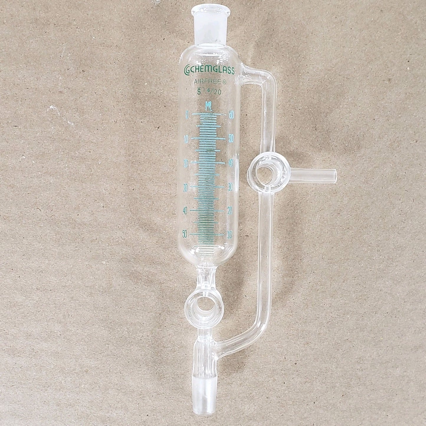 Chemglass AF-0547-G-01 Airfree Schlenk 60mL Graduated Addition Funnel 14/20