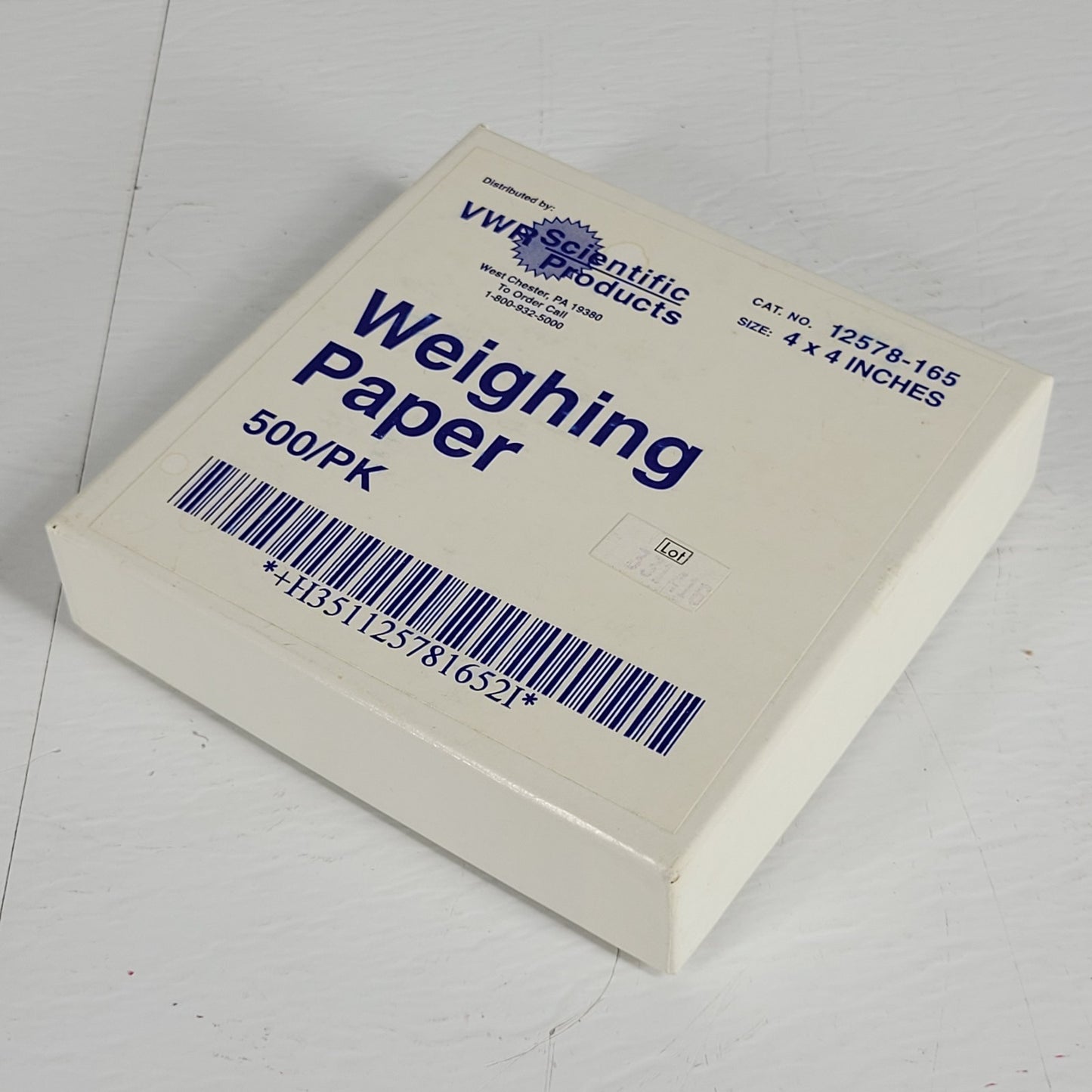 VWR 12578-165 Weighing Paper 4x4 Inches, 500 Pack, New Open Box