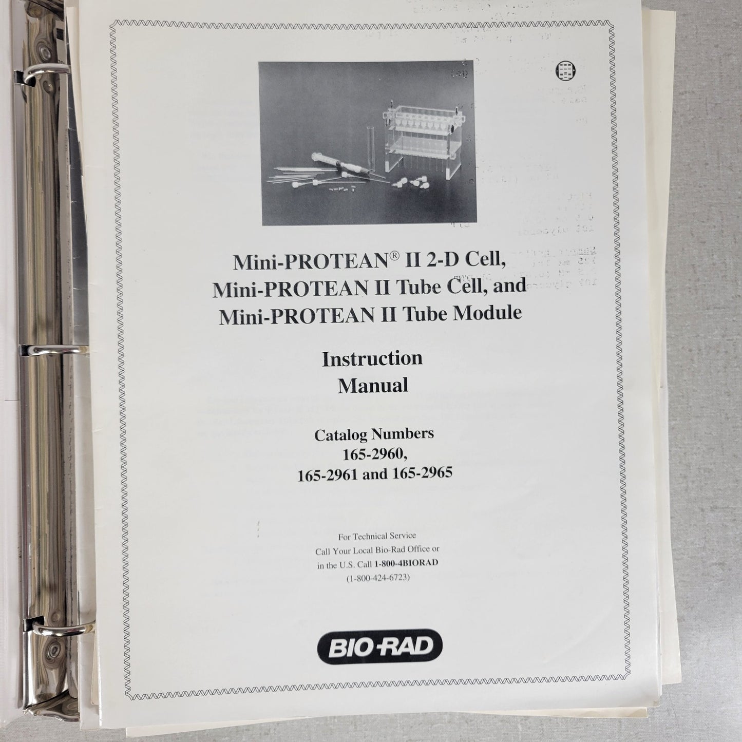 Bio-Rad Mini-PROTEAN 2-D Tube Cell Instruction Manual 1652960 1652961 1652965