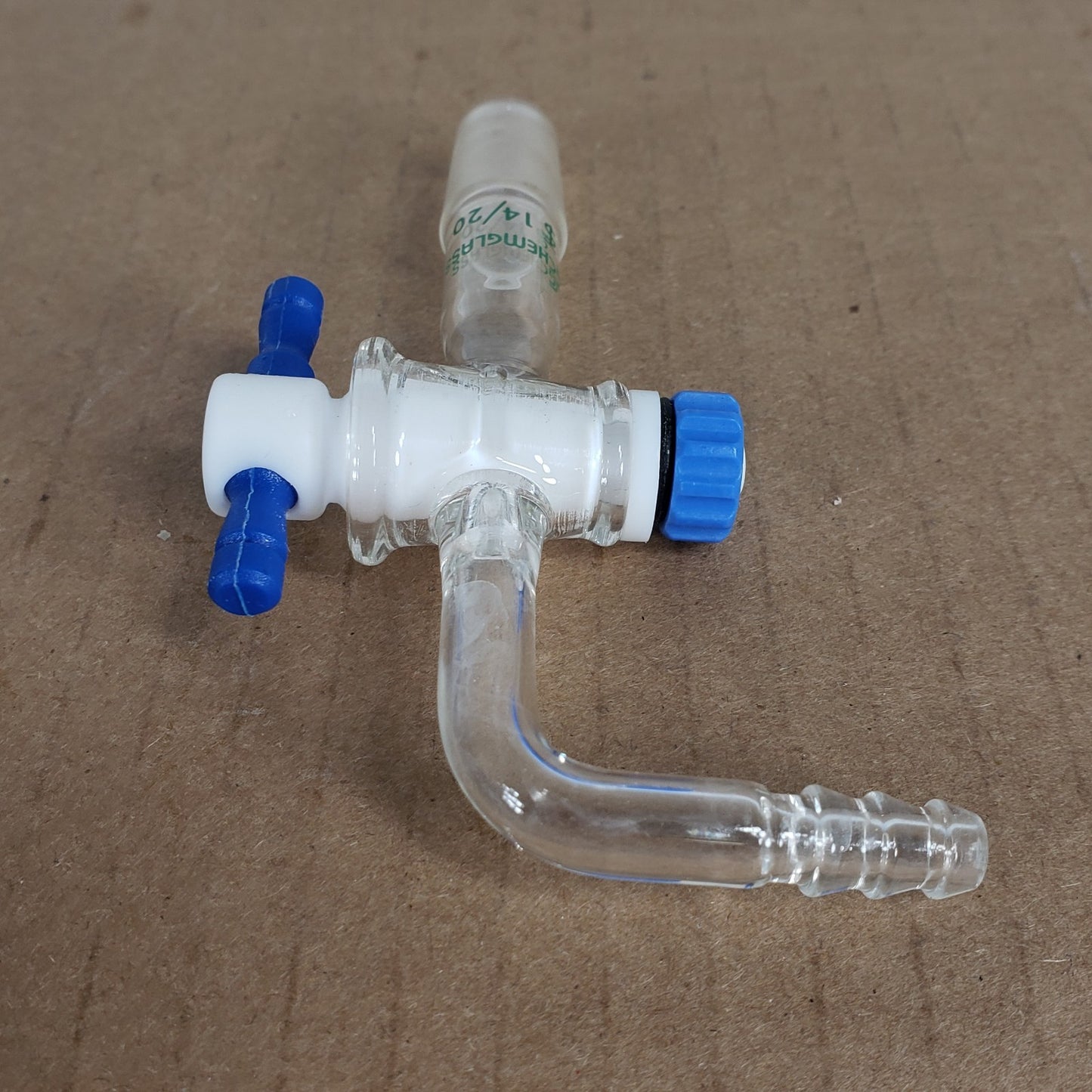Lot 2 Chemglass CG-1028-14 CG-1030-14 Flow Control Adapters 14/20 Hose