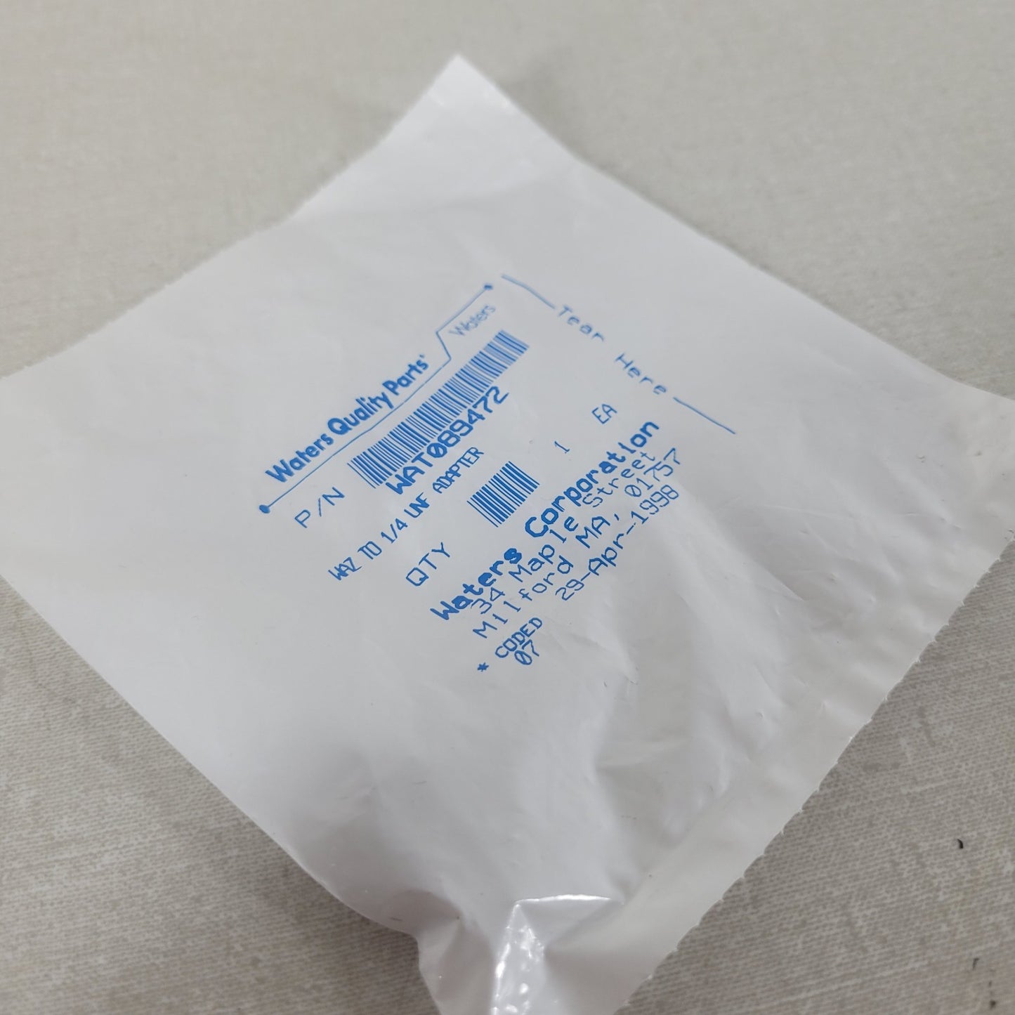 Waters WAT089472 WAZ to 1/4-UNF Adapter Protein-Pak SEC HPLC Column Fitting