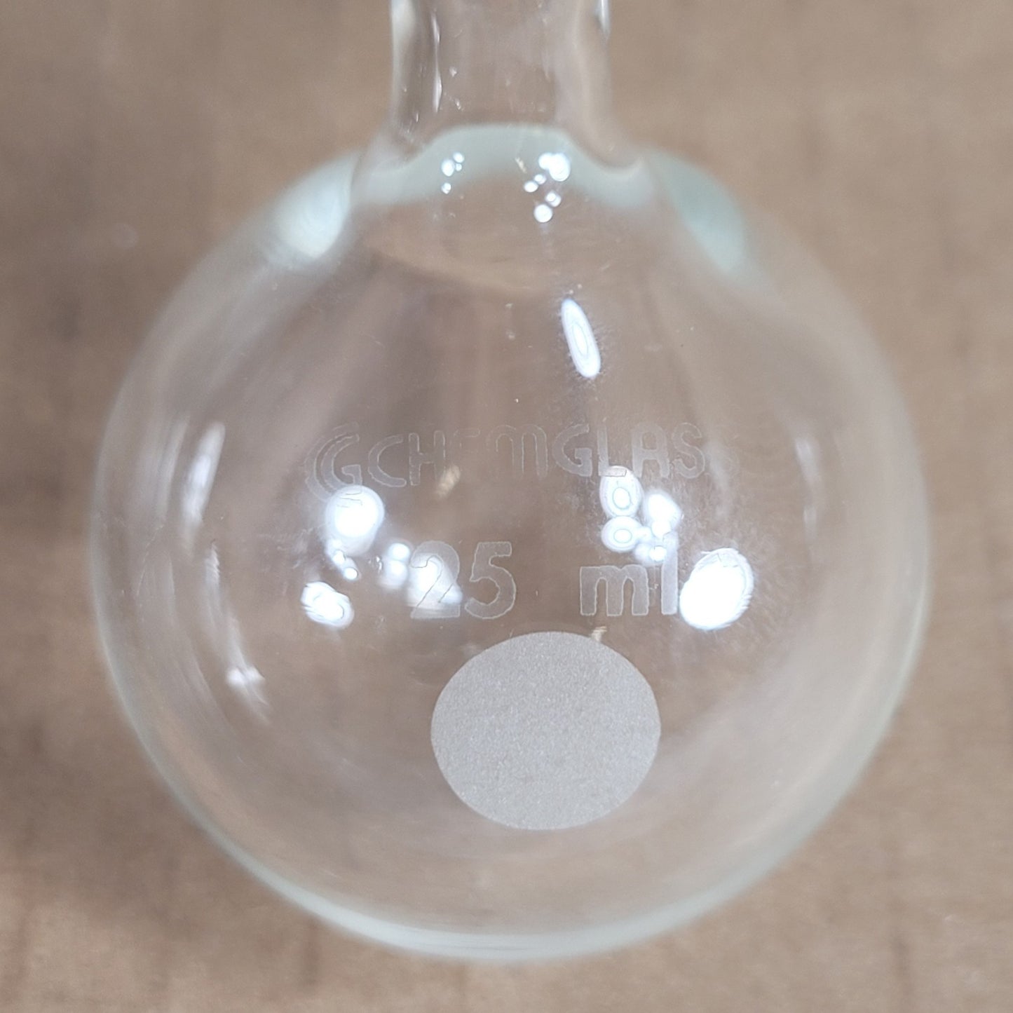 Chemglass Schlenk Distillation Bulb 25mL 14/20 CN Threaded Plunger Side Arm