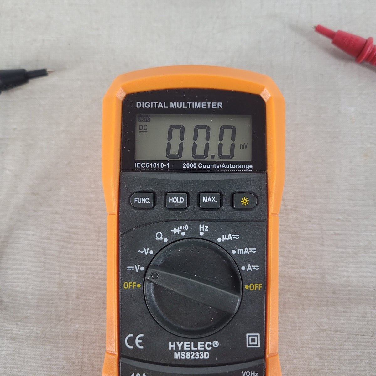 HYELEC MS8233D Digital Multimeter 2000 Count Auto Range AC DC Volt Ohm Amp
