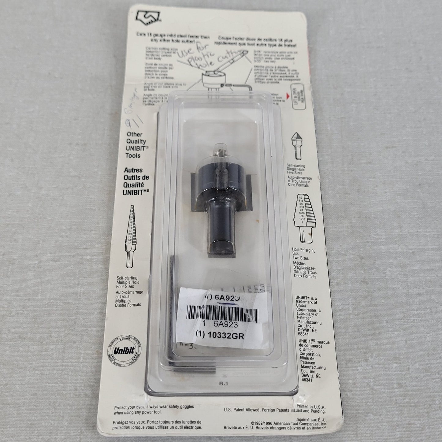 Unibit 332 Carbide Hole Cutter 7/8" 22mm PG16 3/8" Shank Stainless Metal USA