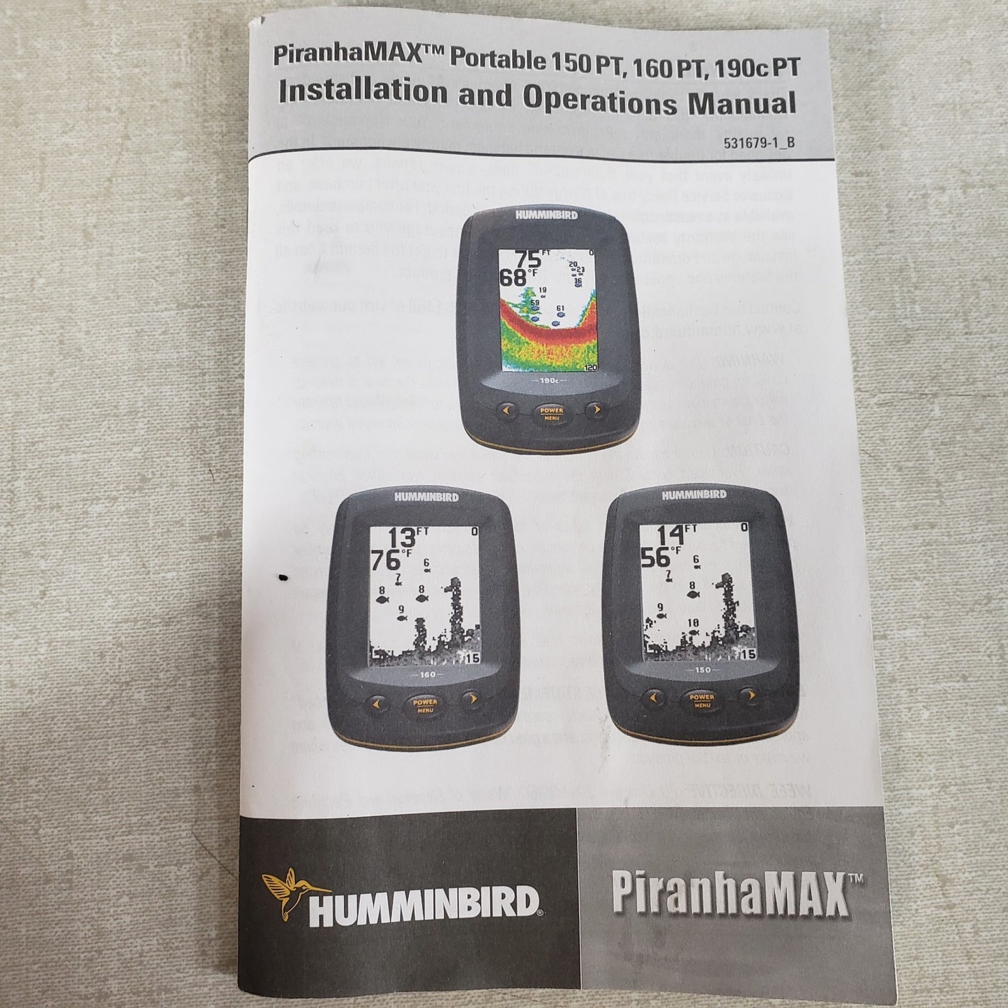 Humminbird PiranhaMAX 160 Portable Fish Finder w/ Case Powers On No, Transducer