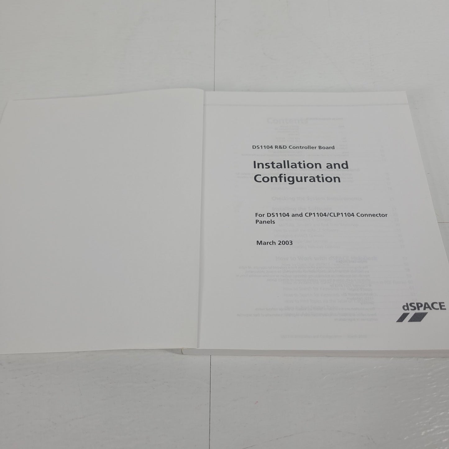 dSPACE DS1104 R&D Controller Board Installation Configuration Guide Release 3.5