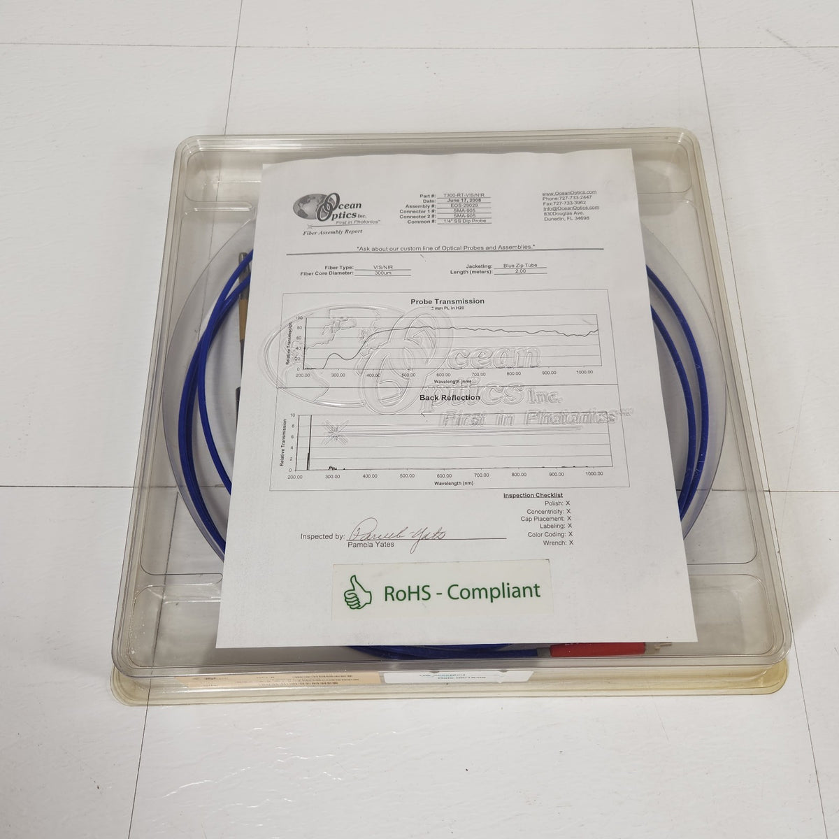 Ocean Optics T300-RT-VIS/NIR 300um Fiber Optic Transmission Dip Probe