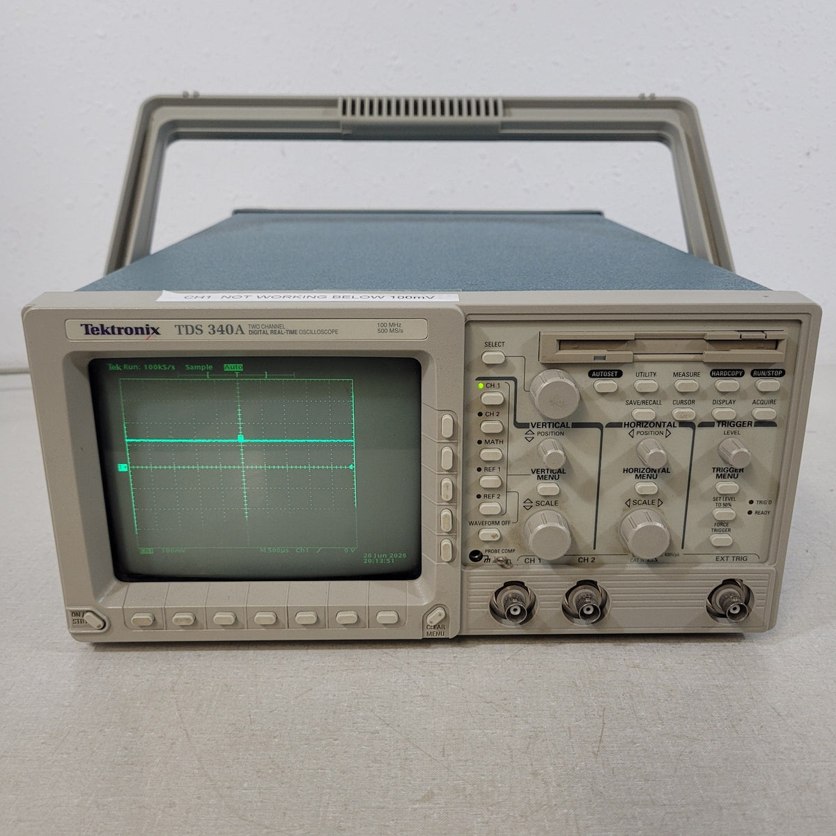 READ DESC Tektronix TDS340A 100MHz 500MS/s 2CH Digital Storage Oscilloscope