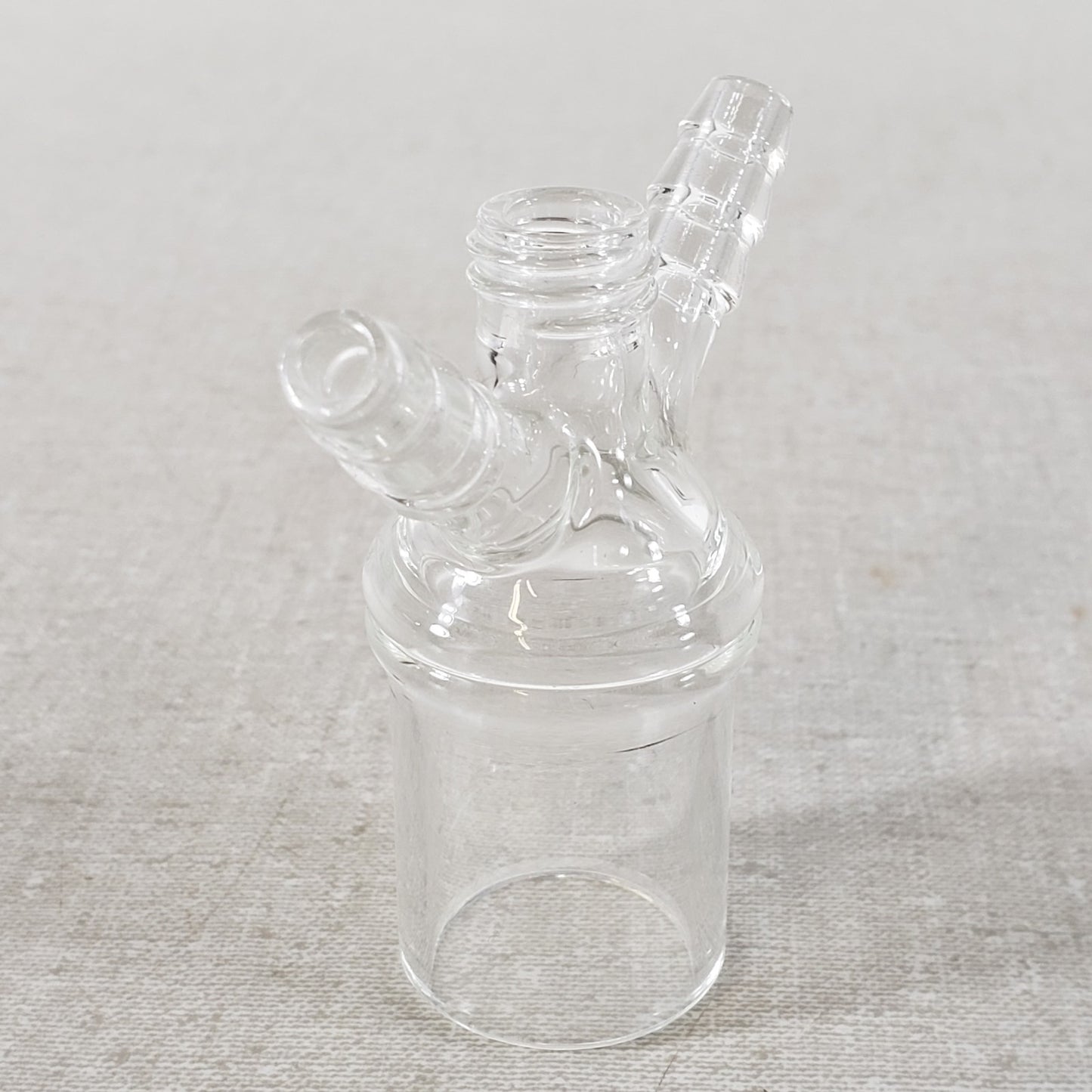 Glass Vacuum Adapter 1/2" Top Thread 1" OD Bottom Tube 108° 3/8" Inlet Hose Tube