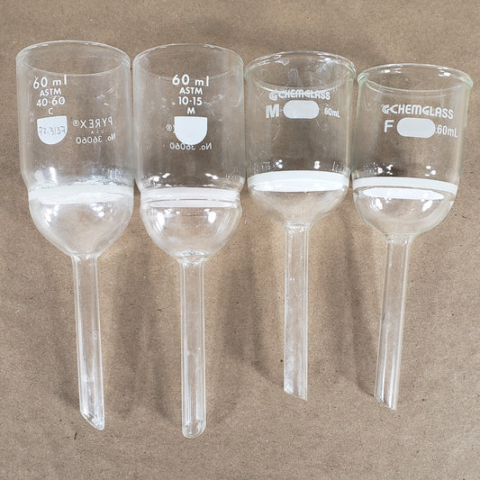Lot of Pyrex 36060/Chemglass GC-1402-14 60mL Buchner Filtration Funnels 4 total