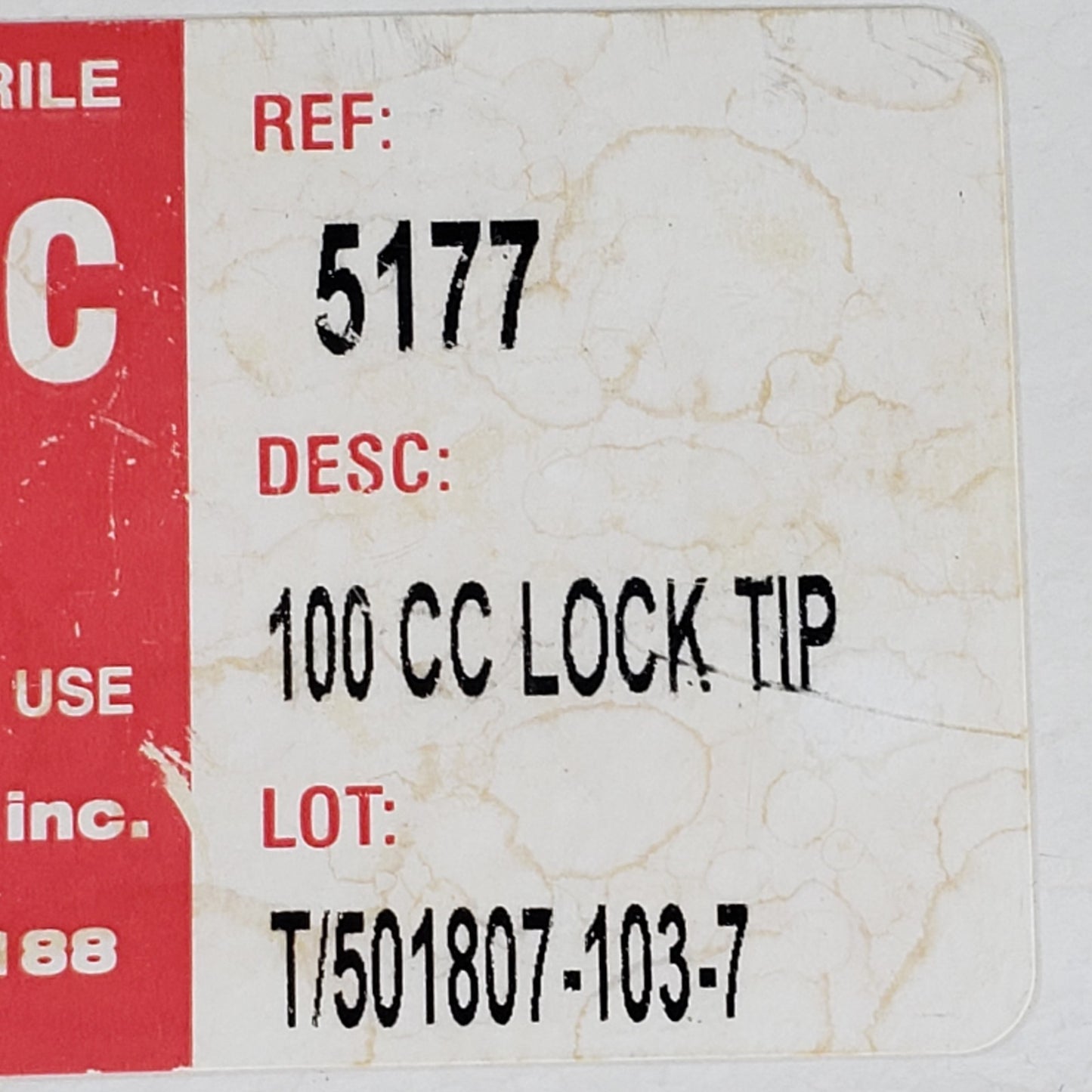 POPPER & SONS 5177 Perfektum Glass 100cc Luer Lock Tip Hypodermic Glass