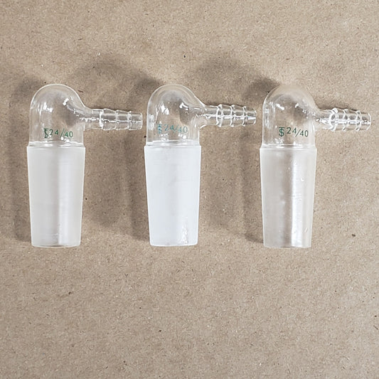 Lot of 3 Chemglass CG-1014-01 Glass Inlet Adapter for 24/40 Inner Joint 90°