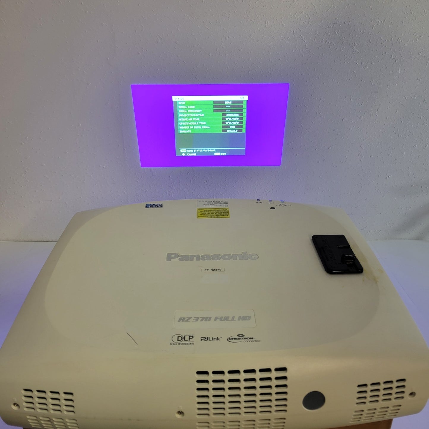 Tested 3395 Lamp Hours Panasonic PT-RZ370 Projector 1080p 3500 Lumen DLP HDMI