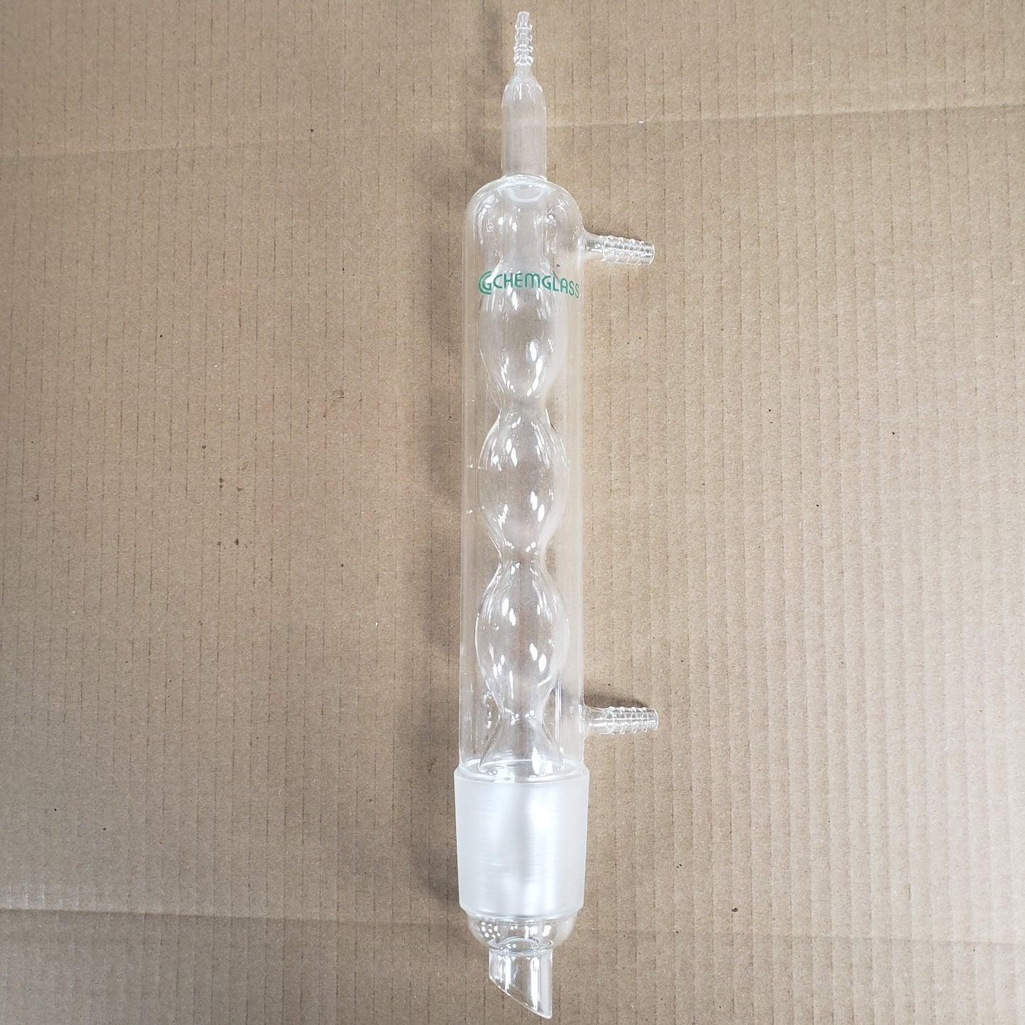Chemglass CG-1368 Style Allihn Reflux Condenser 55/50 Bottom 1/4" Barb Hose Top