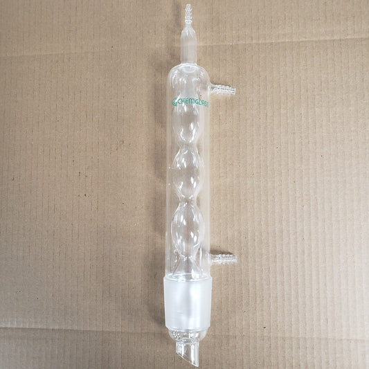 Chemglass CG-1368 Style Allihn Reflux Condenser 55/50 Bottom 1/4" Barb Hose Top