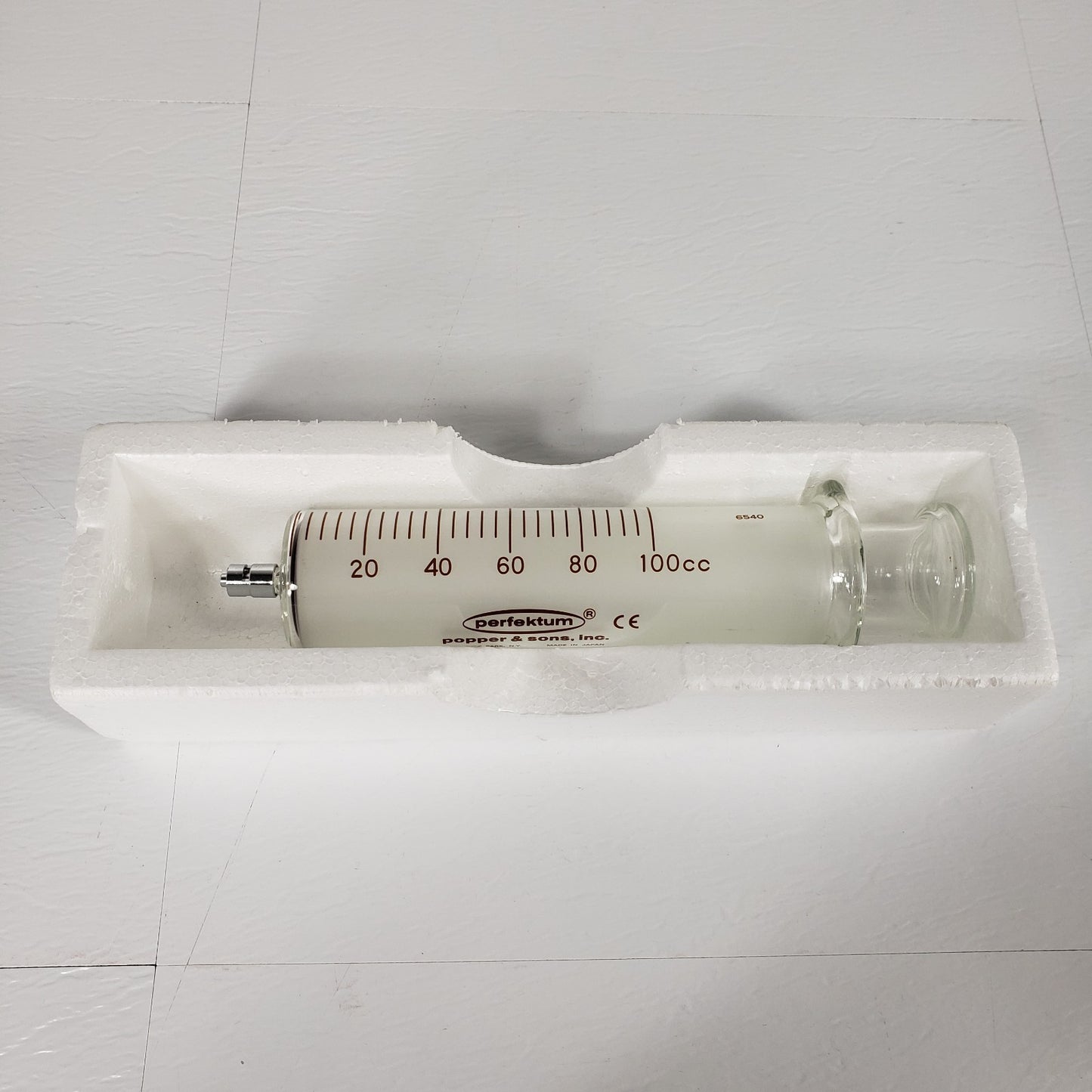 POPPER & SONS 5177 Perfektum Glass 100cc Luer Lock Tip Hypodermic Glass