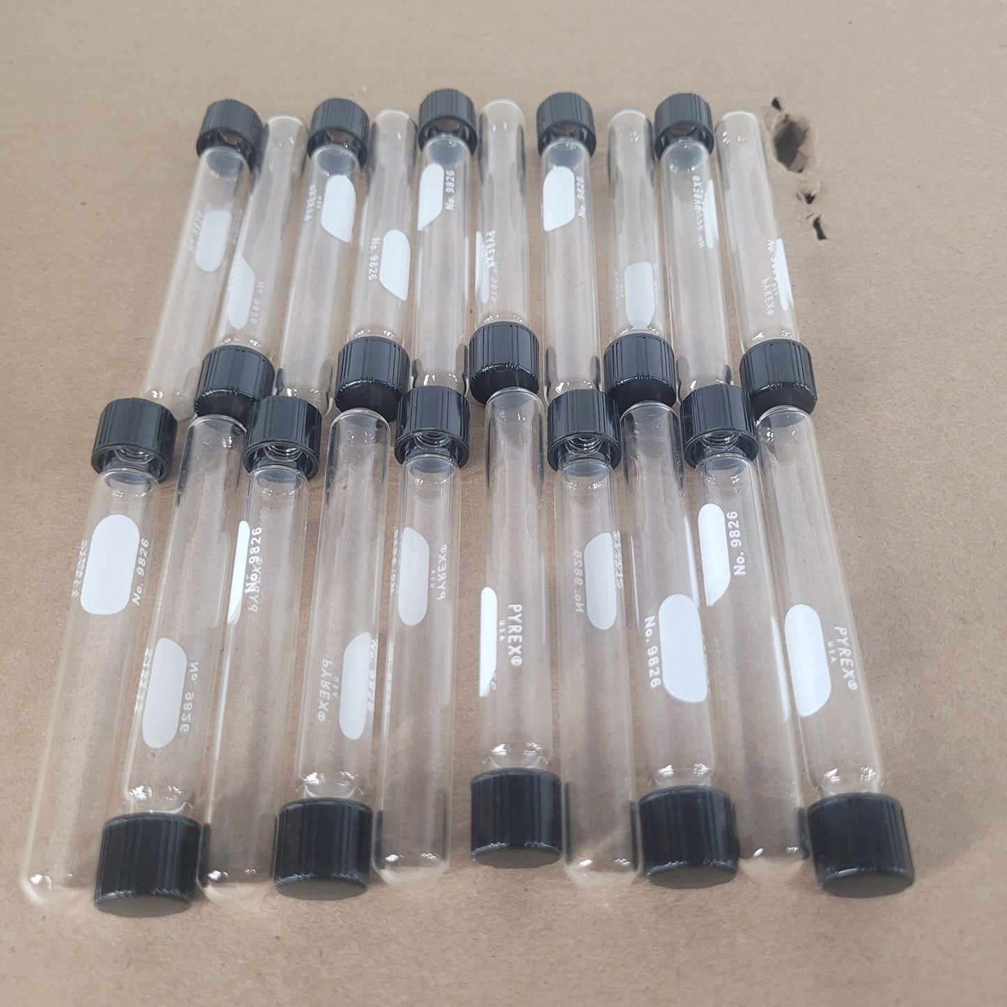 Lot of 20 PYREX 9826-16X 15mL Culture Tubes 16x125mm PTFE Screw Caps