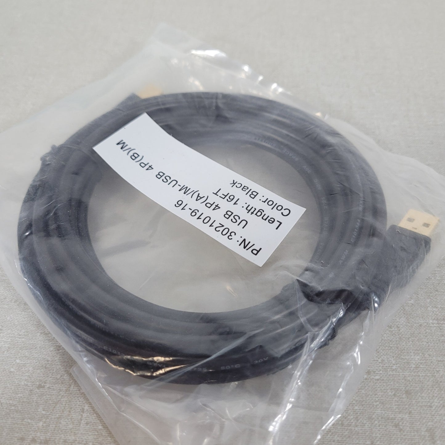 Qualtek 3021019-16 USB A Male to B Male Cable 16FT Black