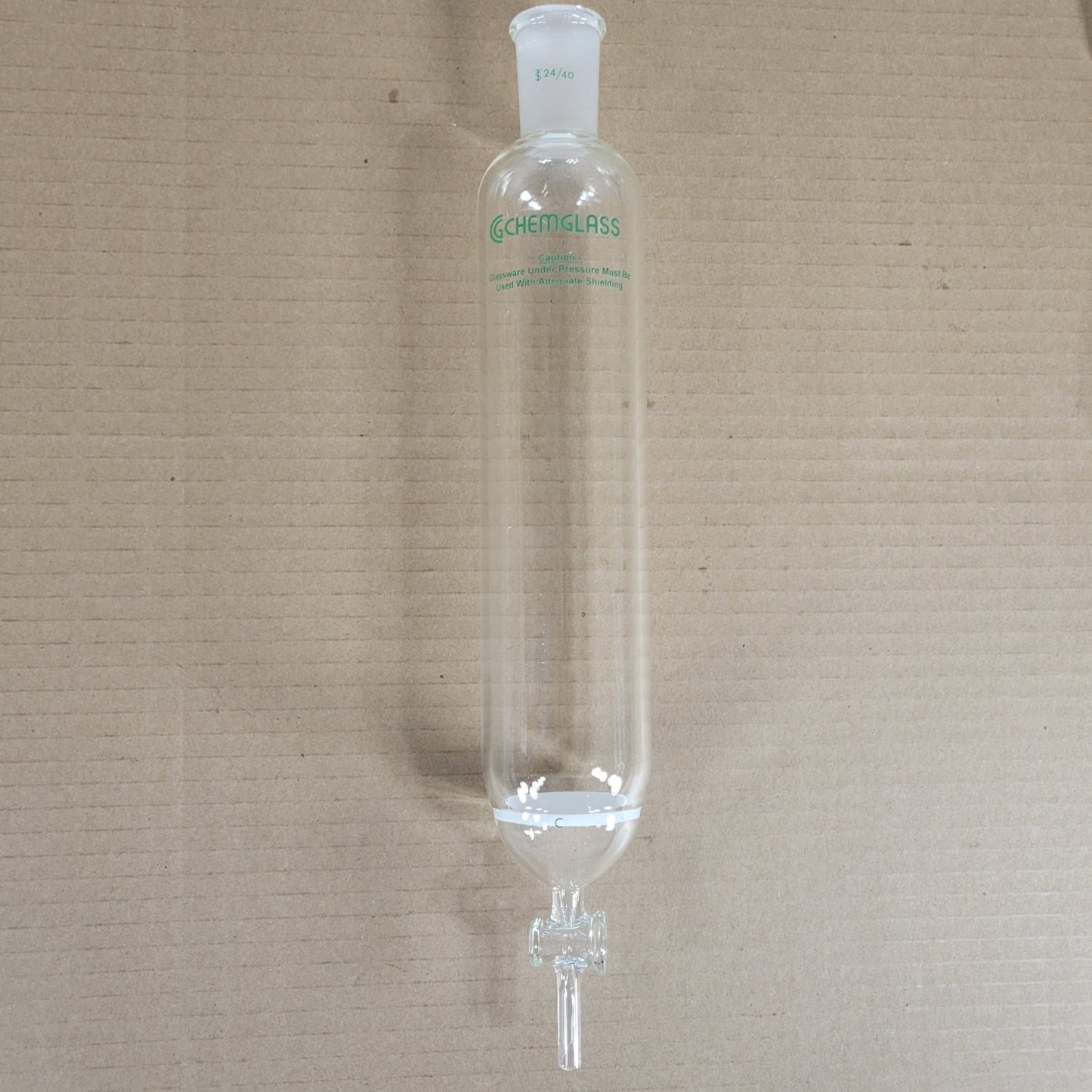 CHIPPED Chemglass CG-1189-19 Chromatography Column w/ Coarse Disc CN 24/40 2" ID