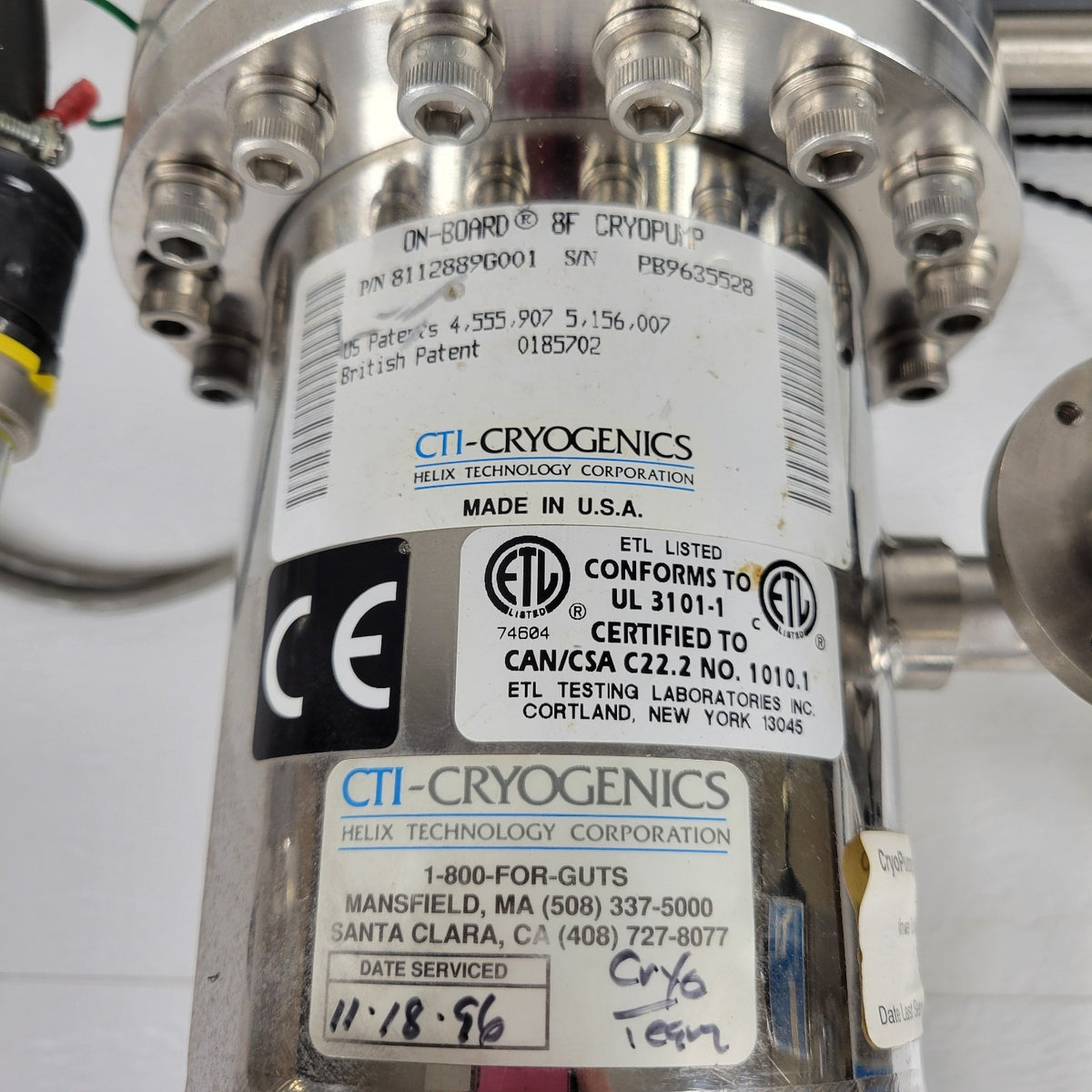 CTI Cryogenics On-Board 8F Cryopump FastRegen Control Sputtering 8112889G001