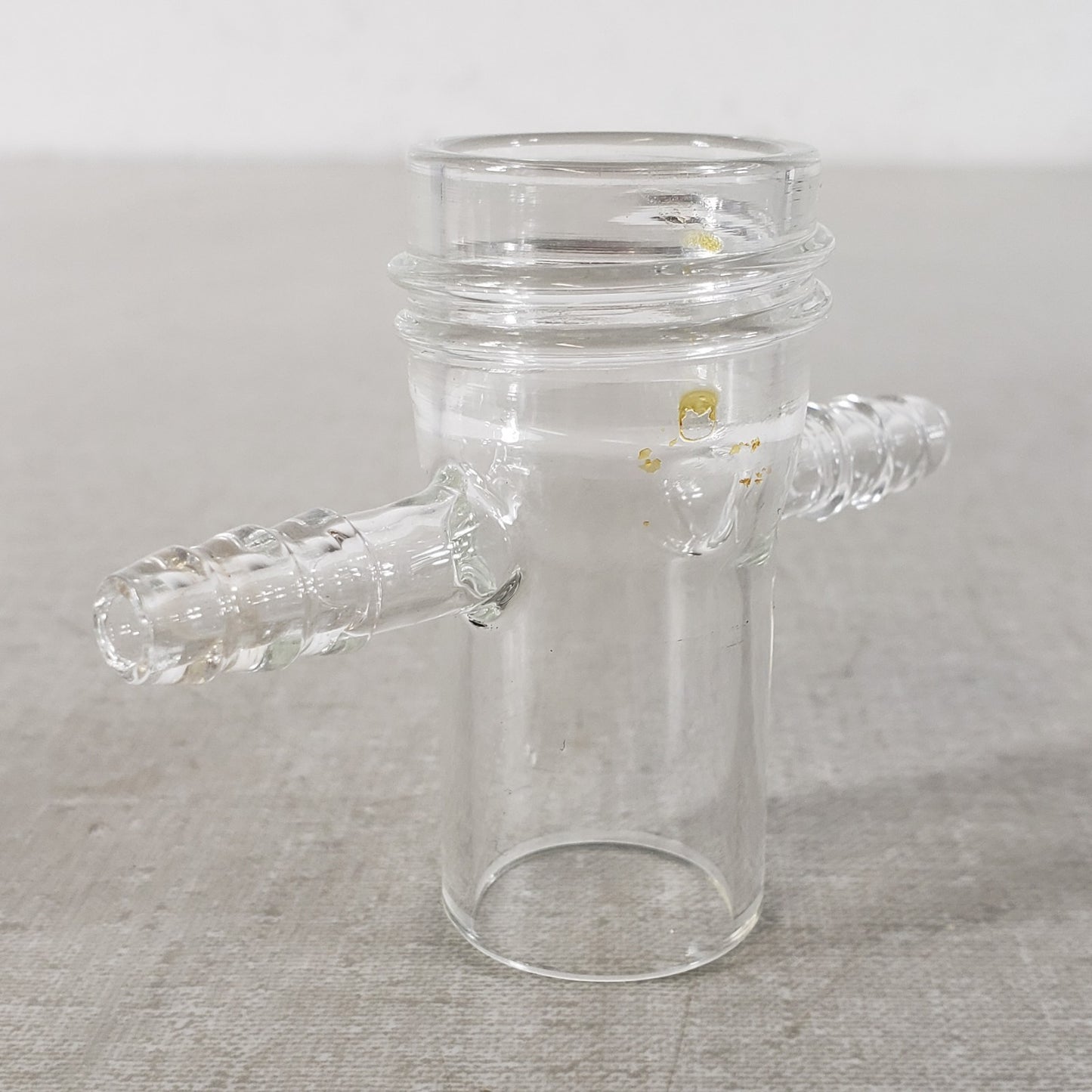 Glass Vacuum Adapter GL32 Top Thread 1" OD Bottom Tube 180° 3/8" Inlet Hose Tube