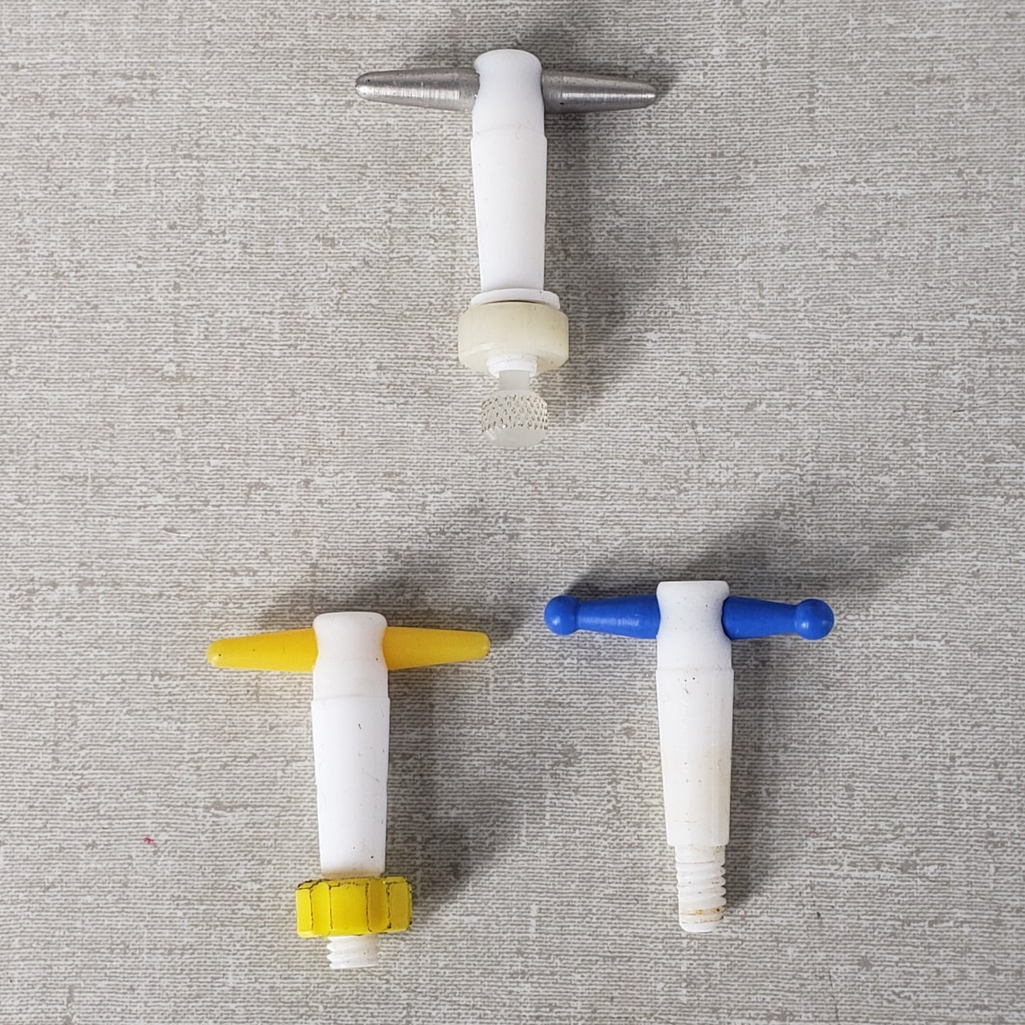 Lot of 16 PTFE Tapered Stopcock Plug Assemblies 11/25 13/25 1mm 2mm Bore
