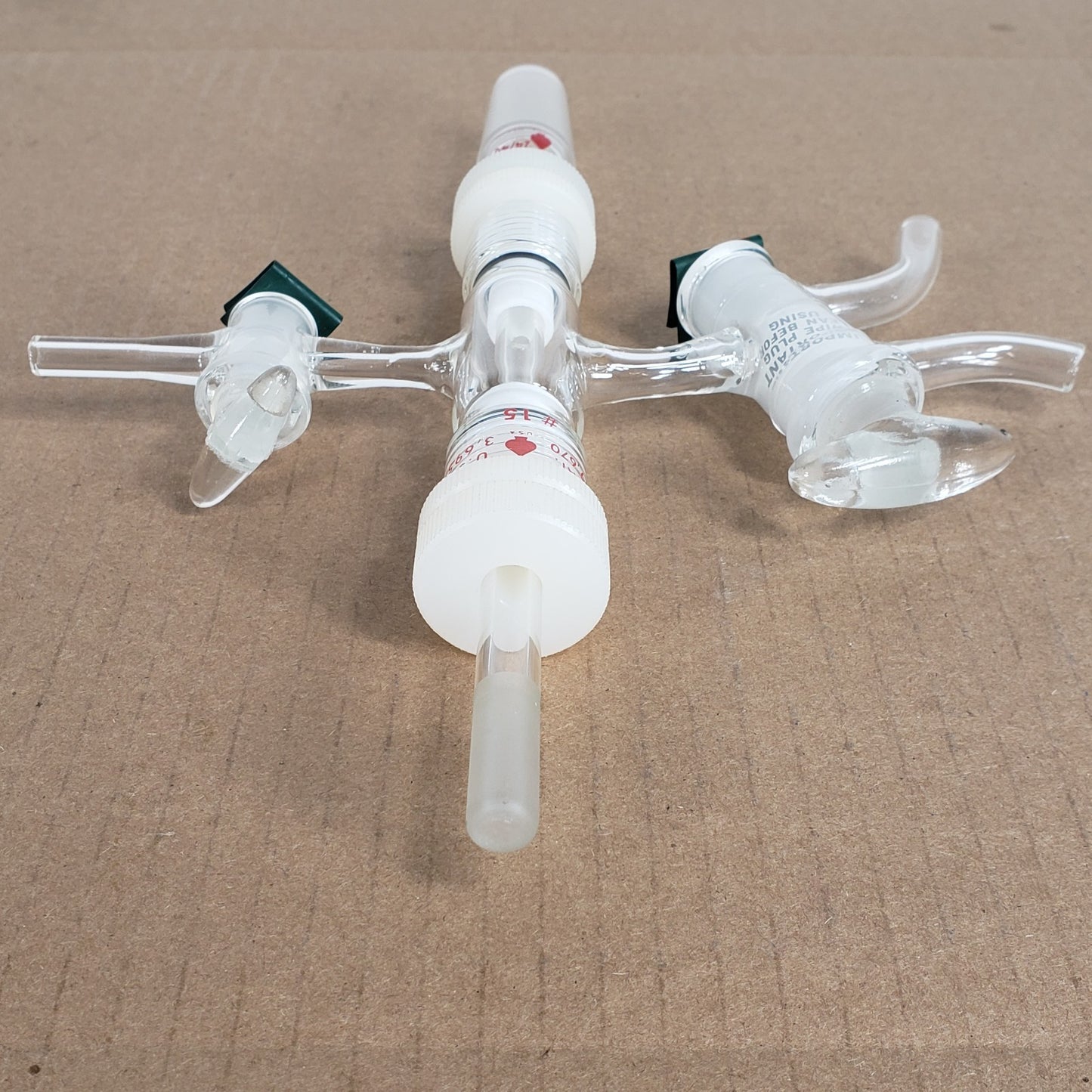 Ace Glass 3-Way Flow Control Gas Manifold For Distillation #15 Threads 24/40 CN