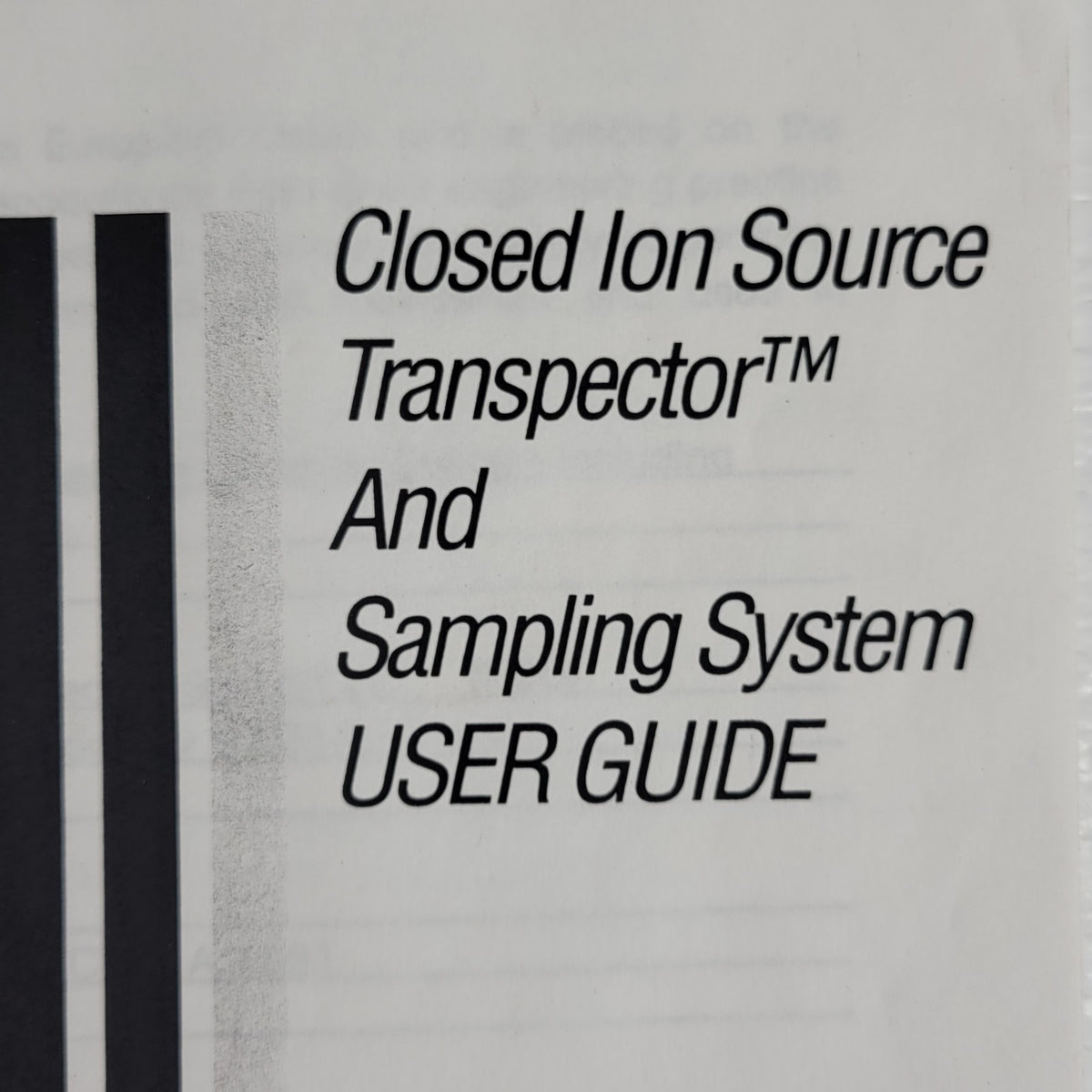 Leybold 074-210 Closed Ion Source Transpector & Sampling System User Guide 1995