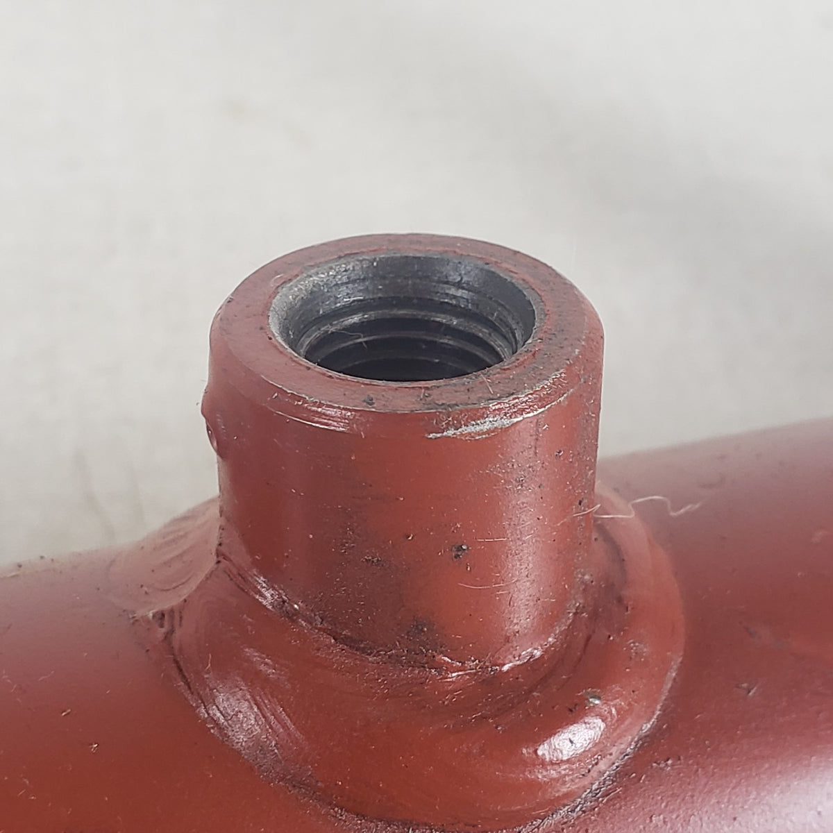 Hydraulic Cylinder Ram w/ 10,000 PSI Hose Clevis Mounts Red Untested