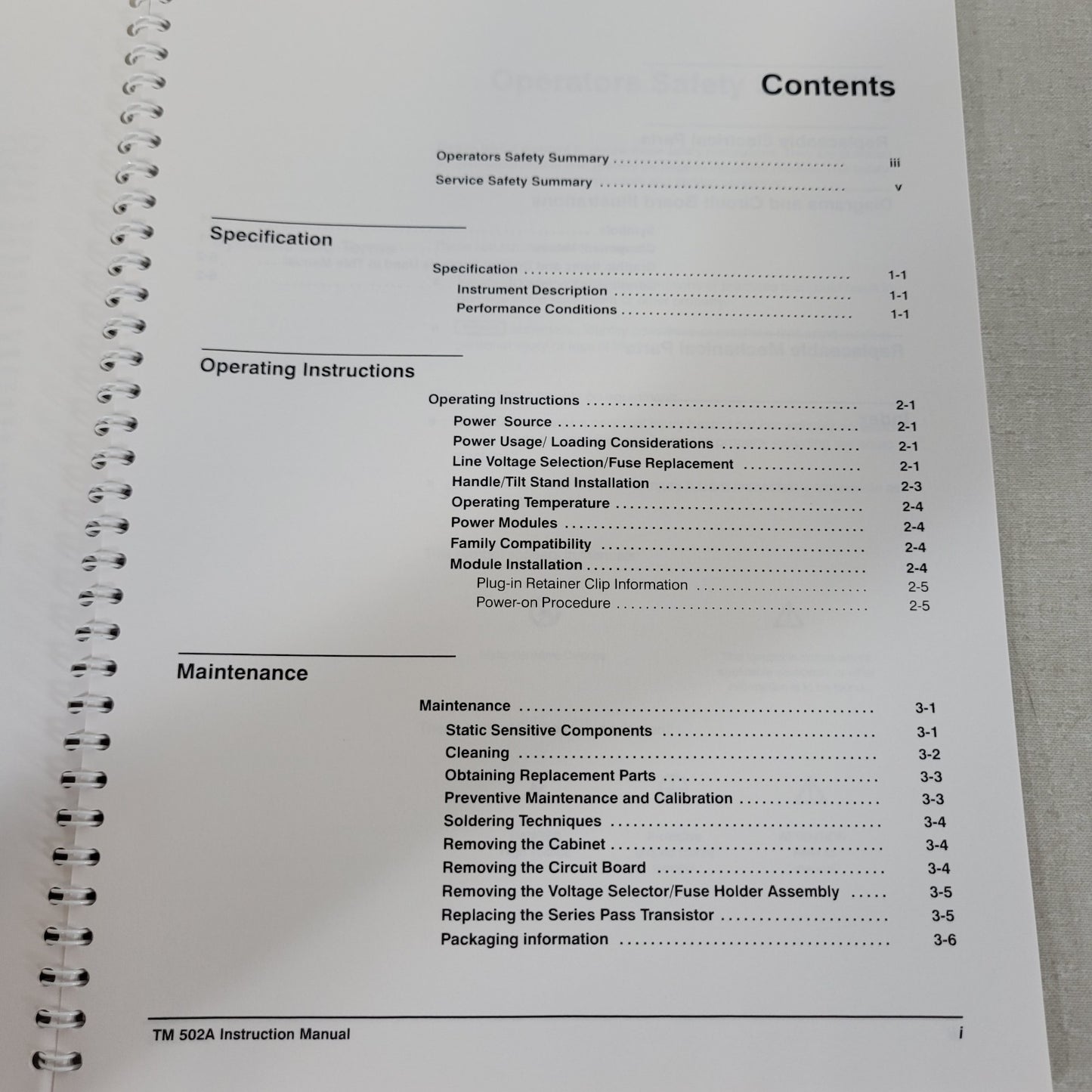 Tektronix TM 502A Power Module Instruction Service Manual 070-6502-01