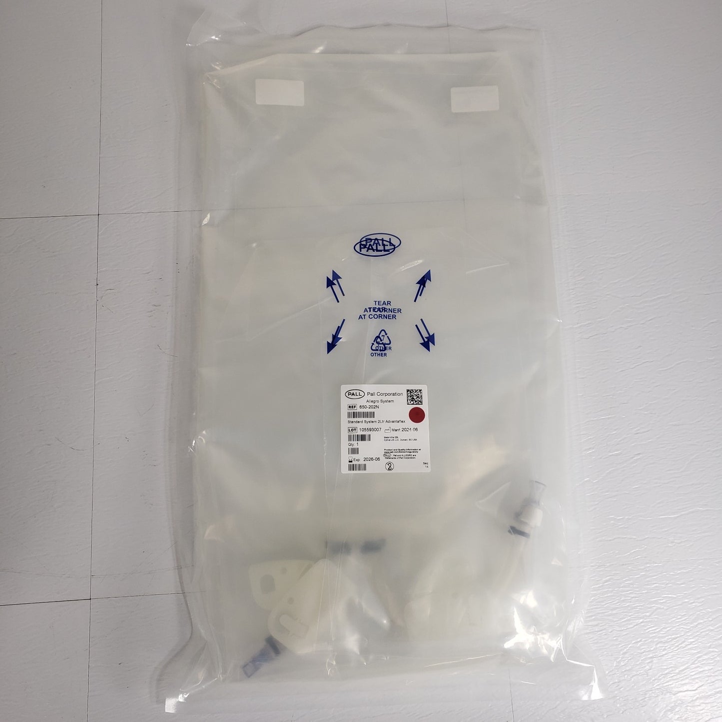 Pall Cytiva 650-202N Allegro 2D 2L TPE AdvantaFlex Biocontainer 15pk
