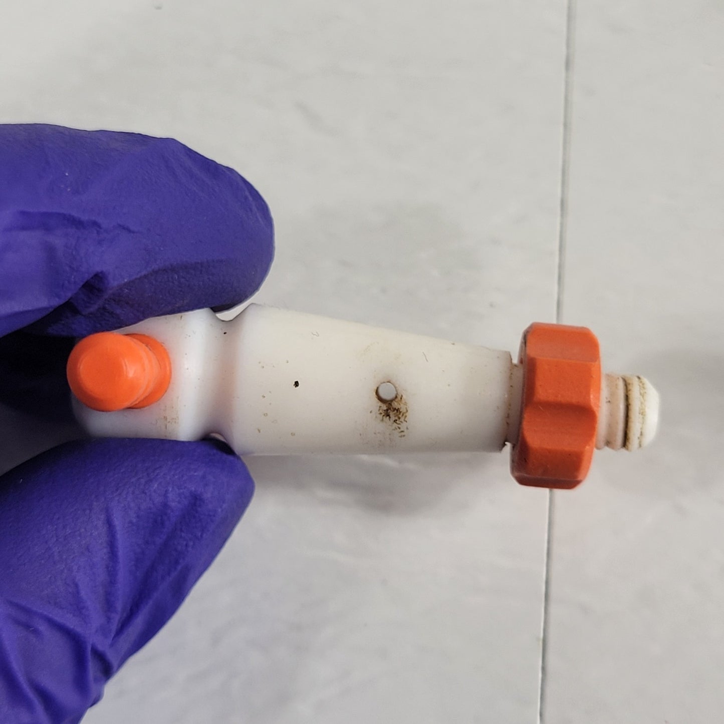 Two PTFE 12.3/24mm 2mm Bore Tapered Stopcocks for Glassware in Labs, Orange