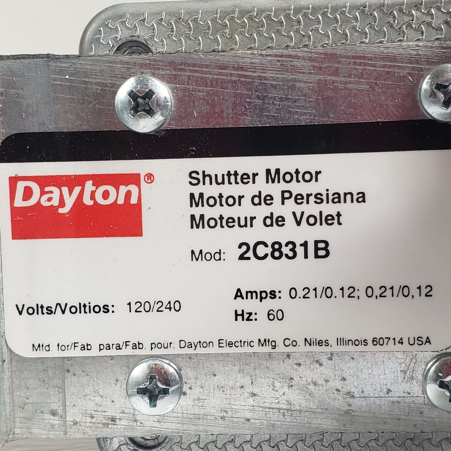 Dayton 2C831B Wall Ceiling Shutter Motor Kit 120/240V Exhaust Damper Louver