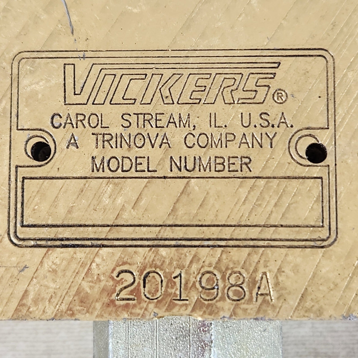 Vickers 20198A Aluminum Hydraulic Valve Manifold Housing 3-Port Gold Untested