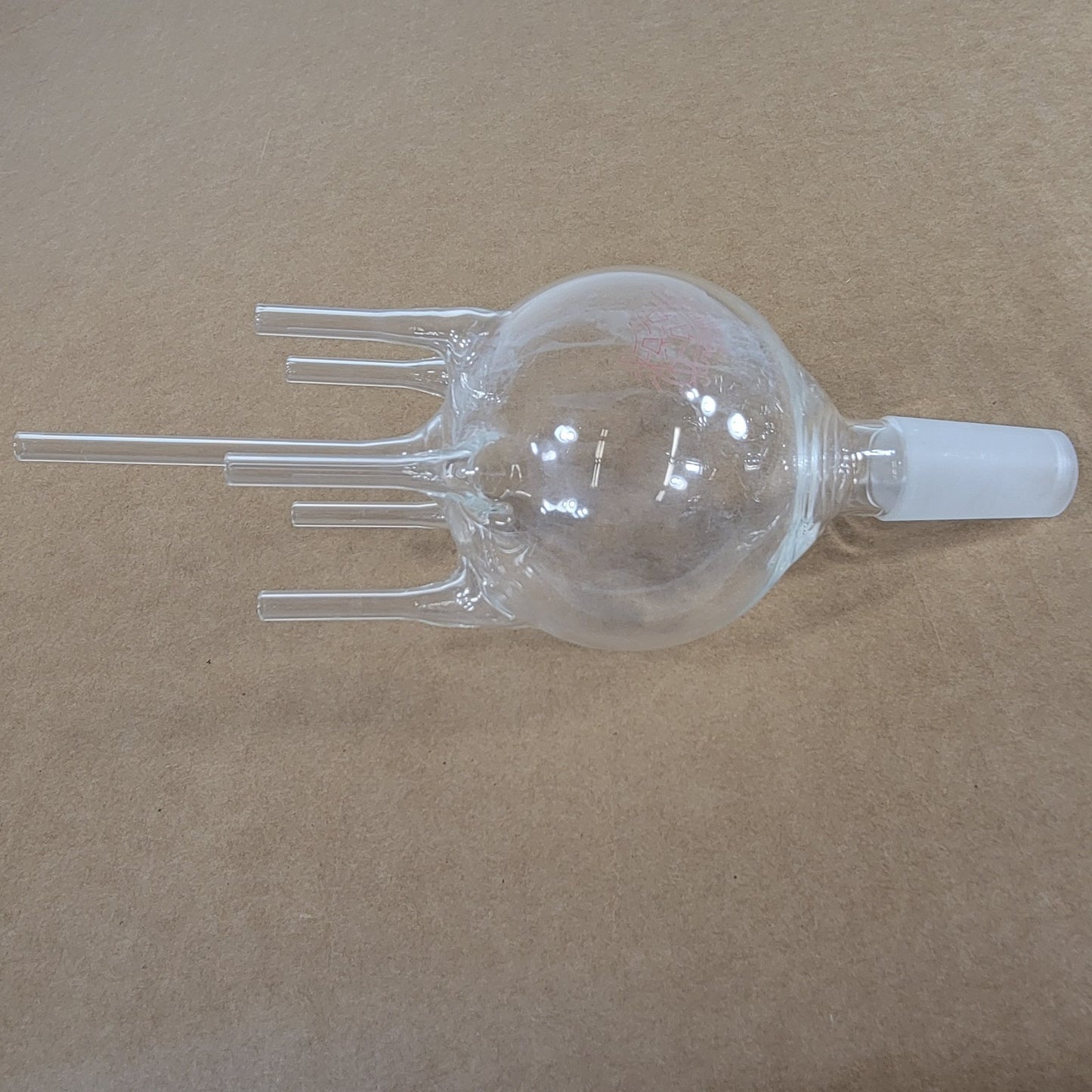 G. Finkenbeiner Inc. Custom Distillation Flask 5-1/4" OD Top Inlets 24/40 Bottom
