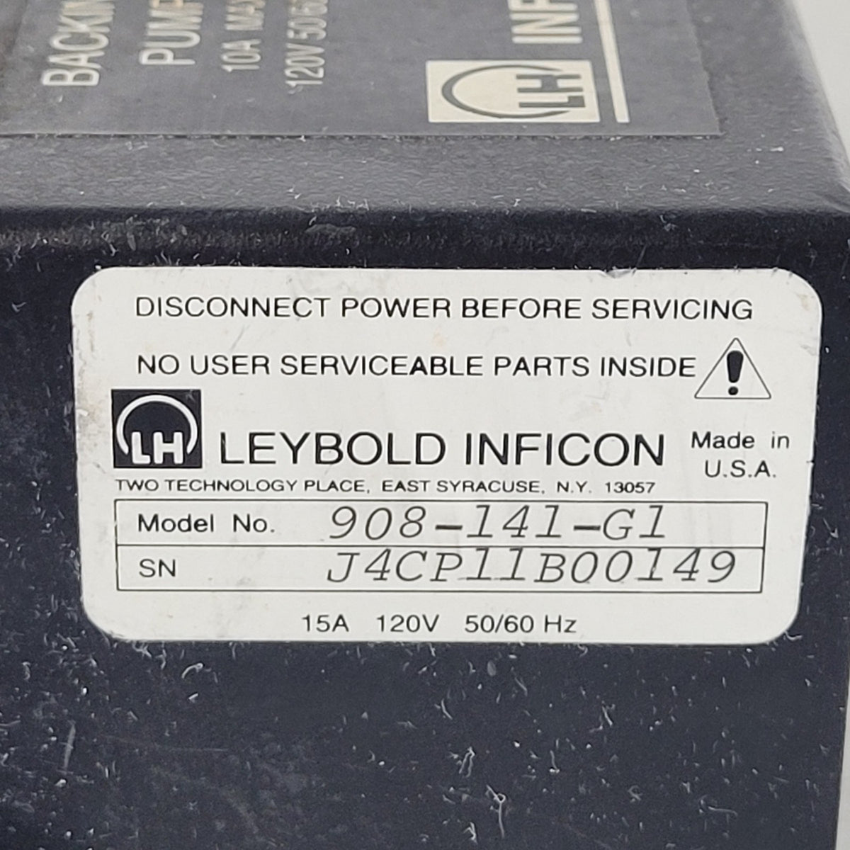 Leybold INFICON 908-141-G1 Vacuum Power Distribution Control Box 120V 15A