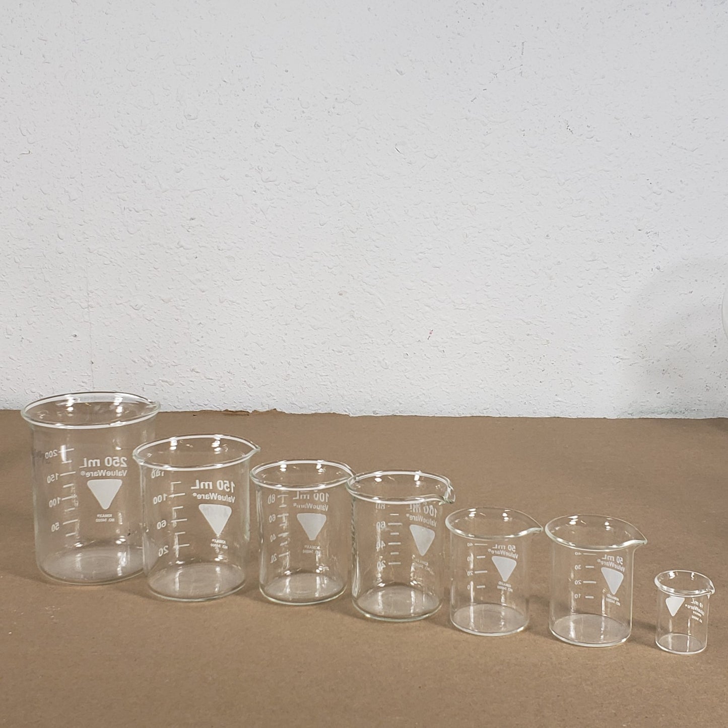 LOT of Valueware Kimax Glassware Beaker Set 250 150 100 50 10 mL 7 Total