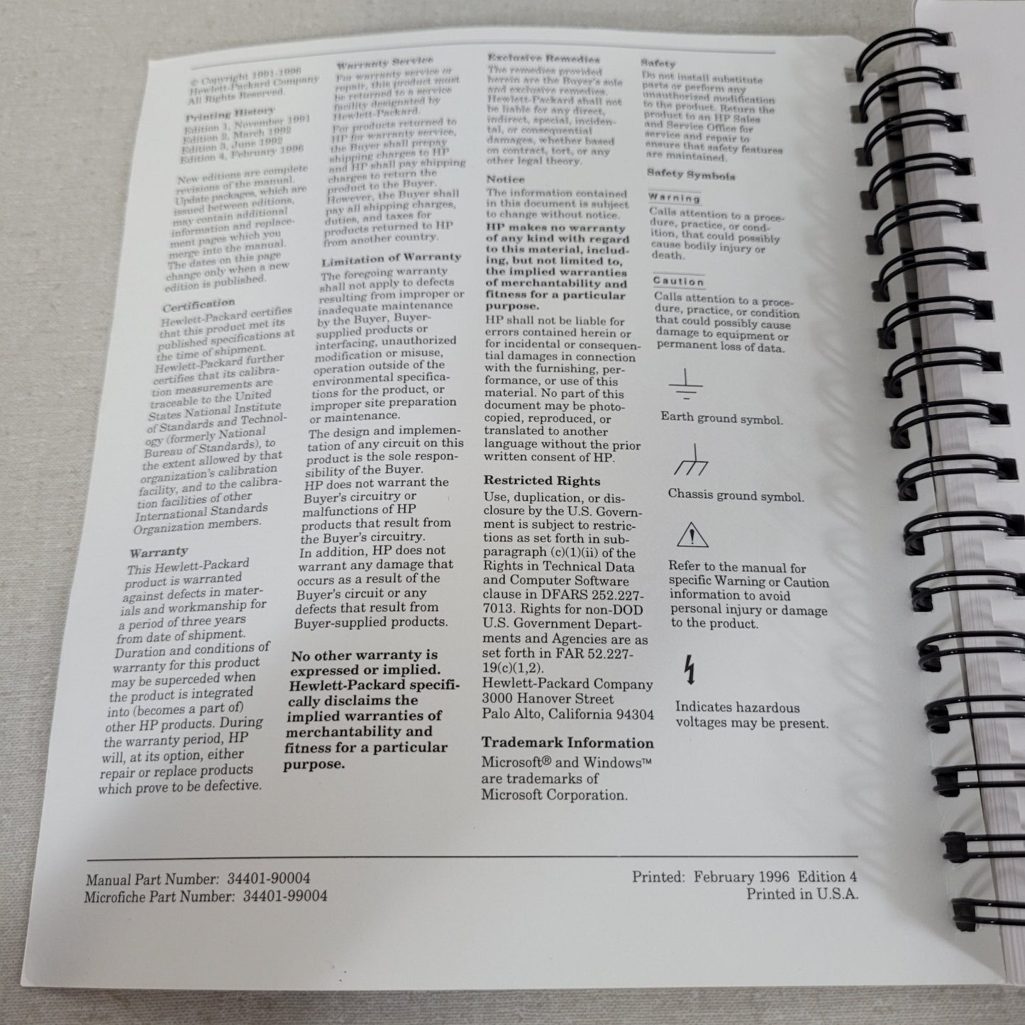 HP Agilent 34401A User Service Quick Reference Manuals 34401-90004 90008 90013