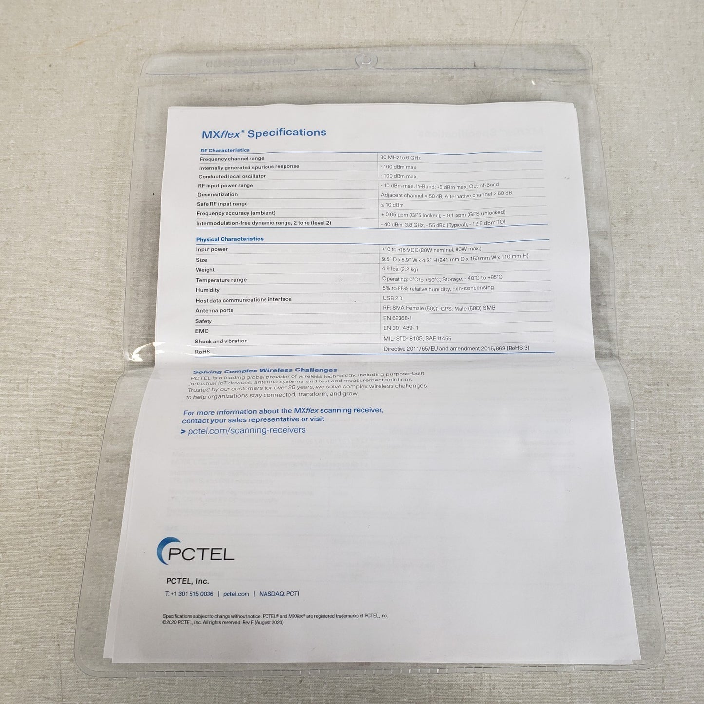 PCTEL 07904S-U SeeGull MXflex Scanning Receiver 30MHz-6GHz w/ PC READ