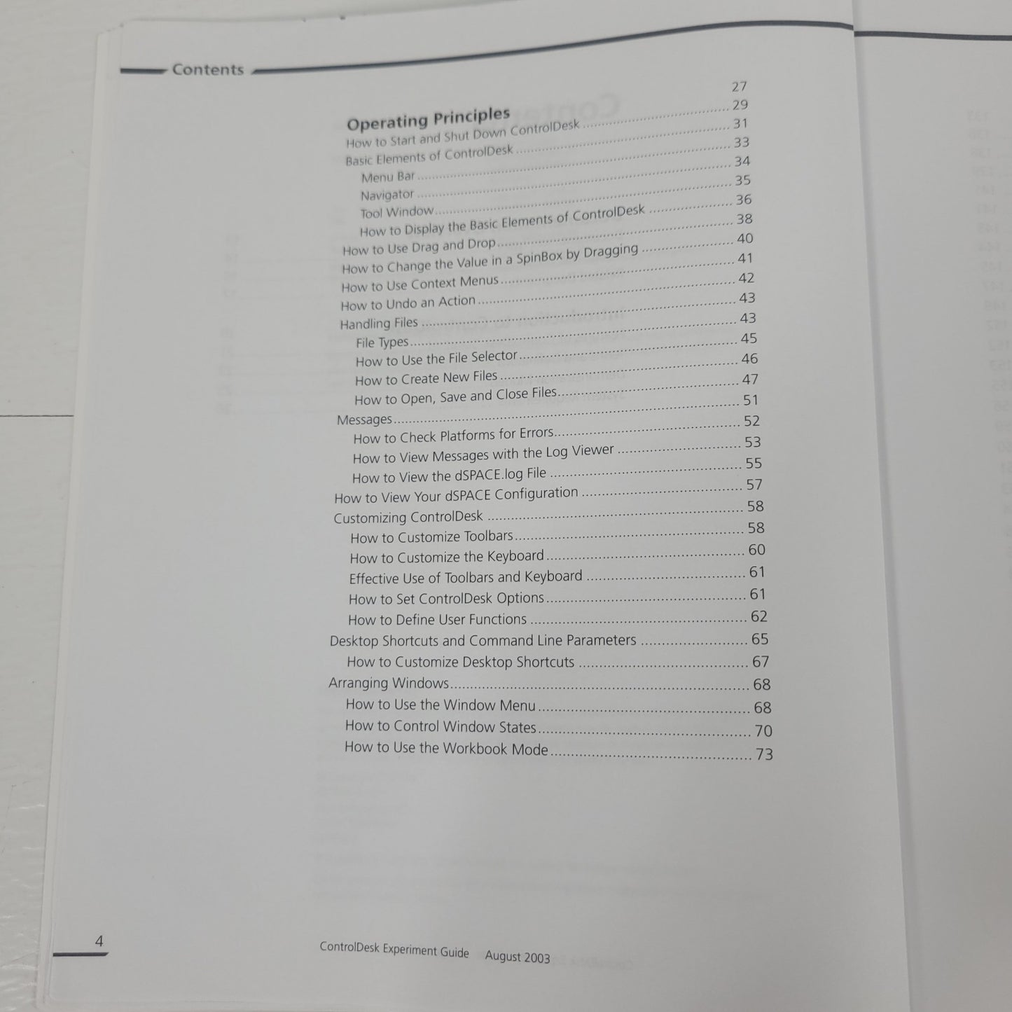 dSPACE ControlDesk Experiment Guide Release 4.0 Software User Manual August 2003
