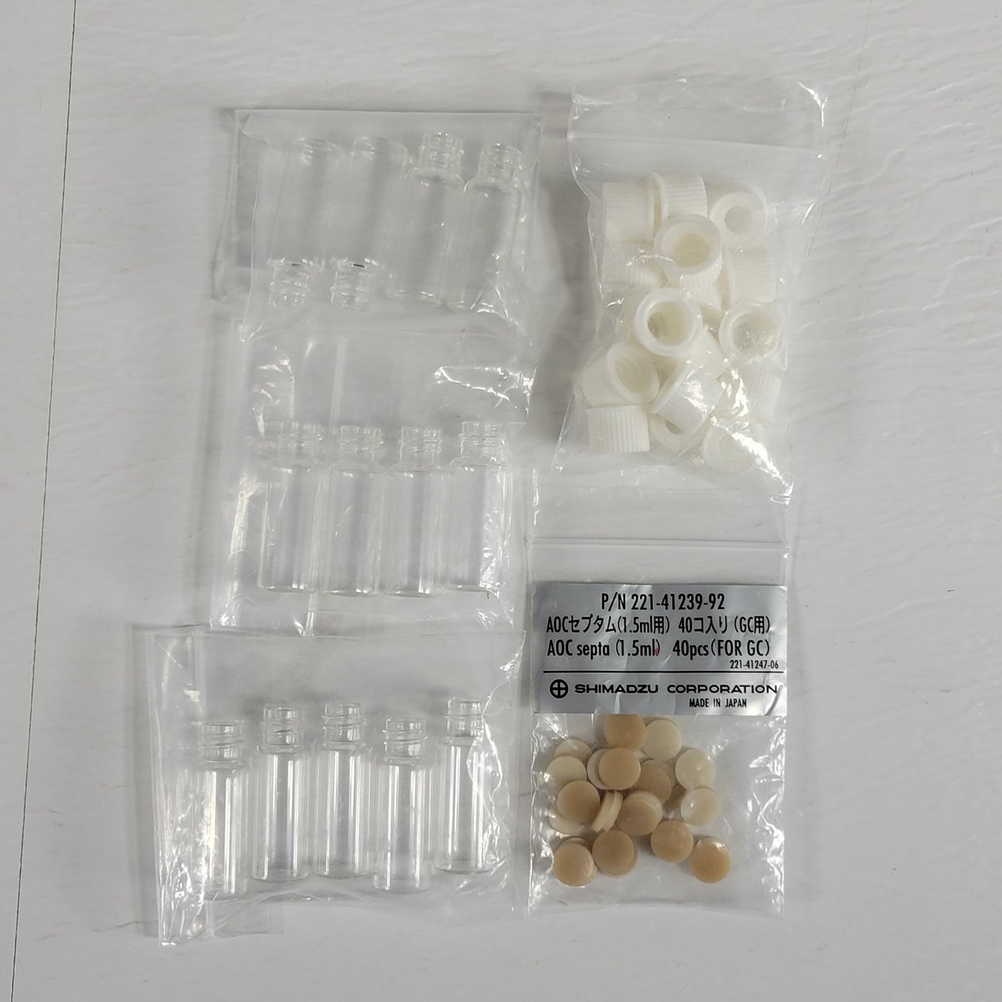 Shimadzu GC Vials Caps Septa 038-00165-06 220-90384-00 221-34271-92