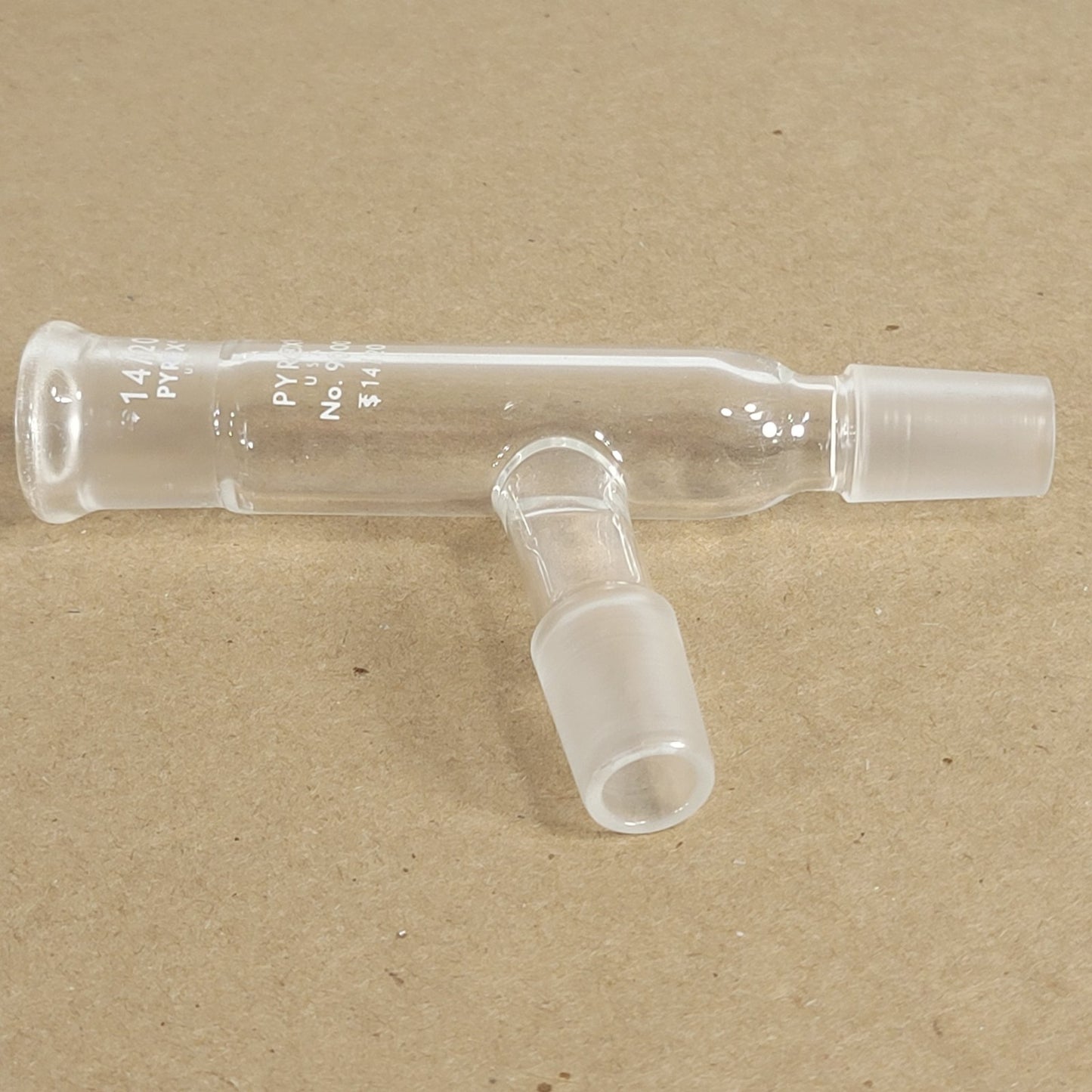 Set Of 2 Pyrex/Unbranded 9000 75° Angle 3-Way Connector 14/20 CN/SN Joints