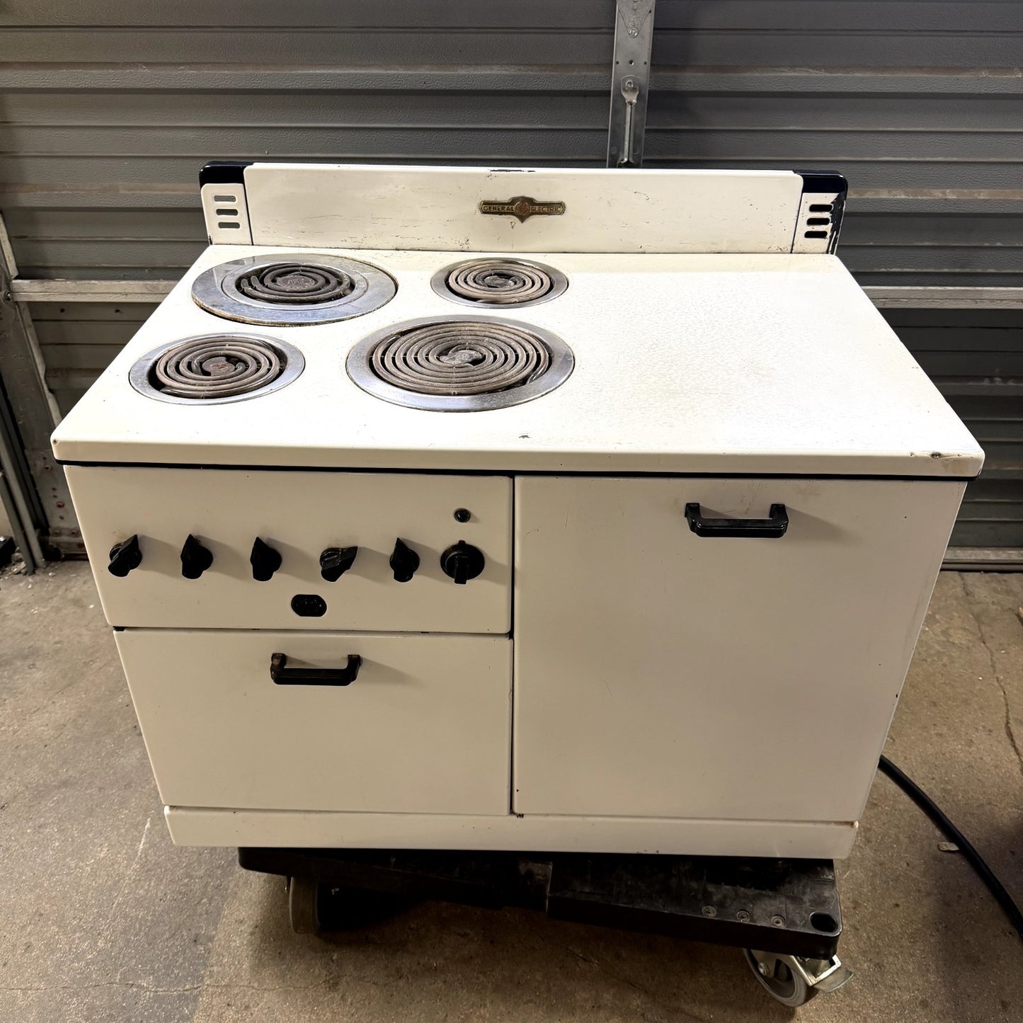 TESTED Vintage GE G19E 36" 4-Burner Electric Range Stove Oven w/ Pans + Elements