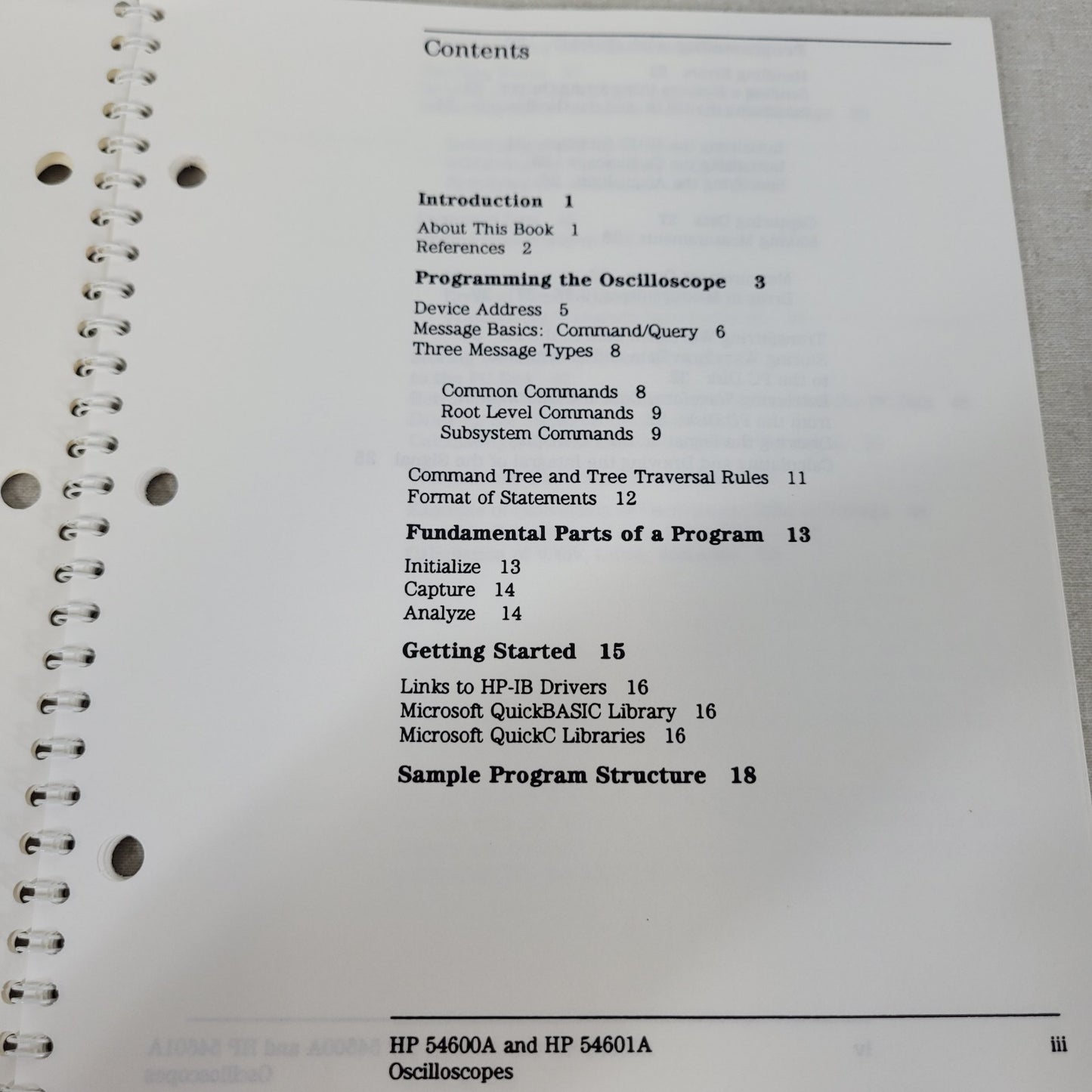 HP 54600A 54601A Oscilloscopes Programmer's Guide QuickC QuickBASIC 54600-90912