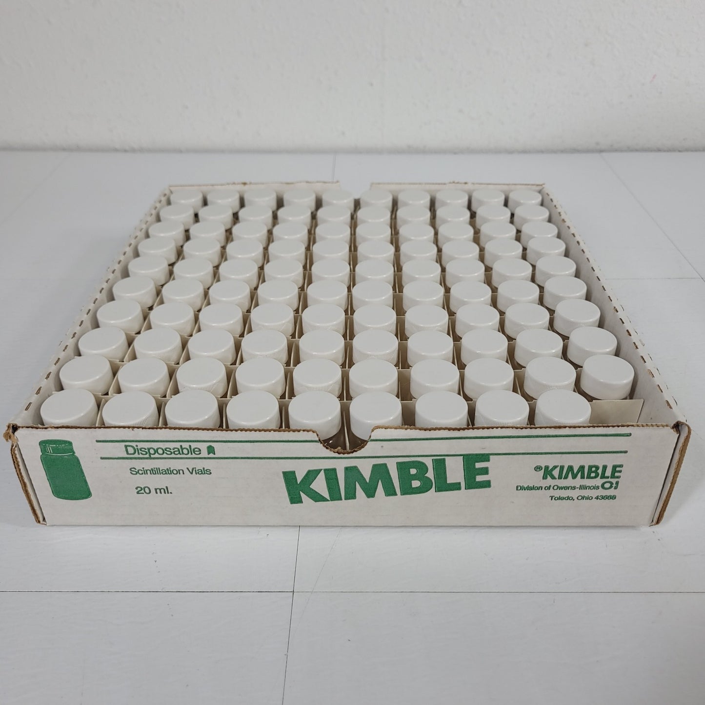 Lot of 99 KIMBLE 74500-20 20mL Glass Scintillation Vials 22-400 w/ Caps NEW