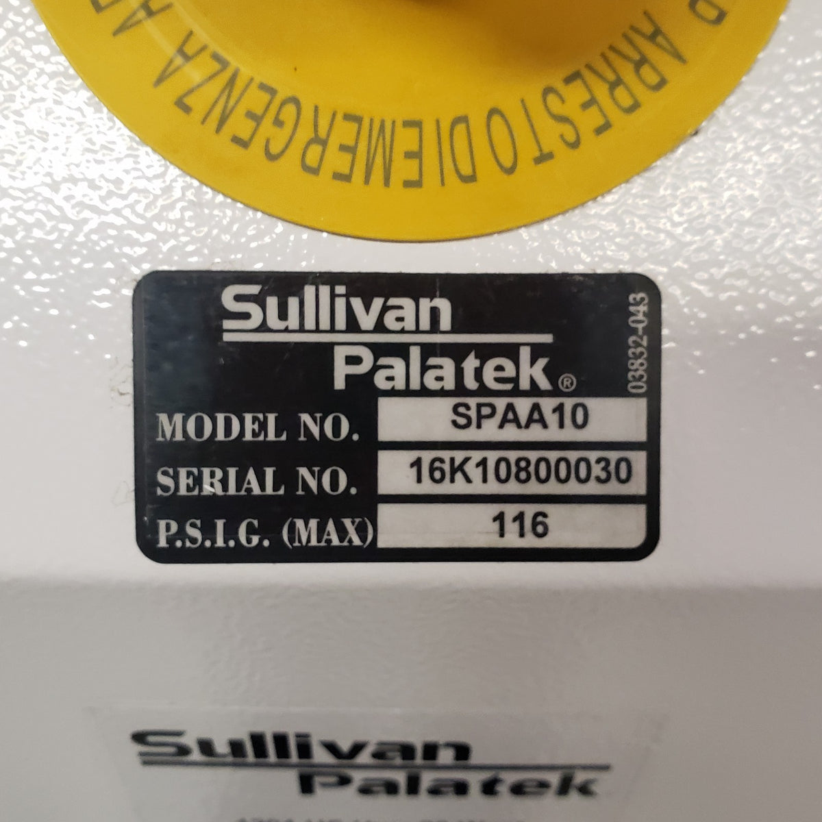 Sullivan Palatek SPAA-10 10HP 40CFM Oil-Free Air Compressor SPRF-58A Dryer