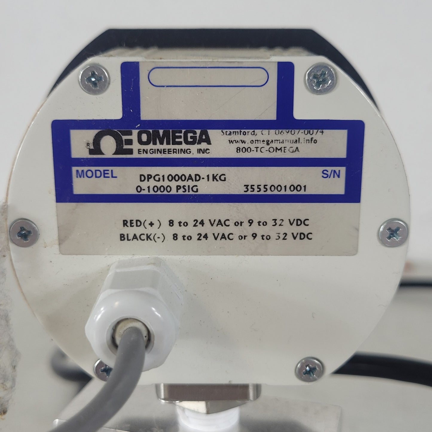 Omega DPG1000AD-1KG PX4100 0-1000 PSI Pressure Gauge Transducer Assembly