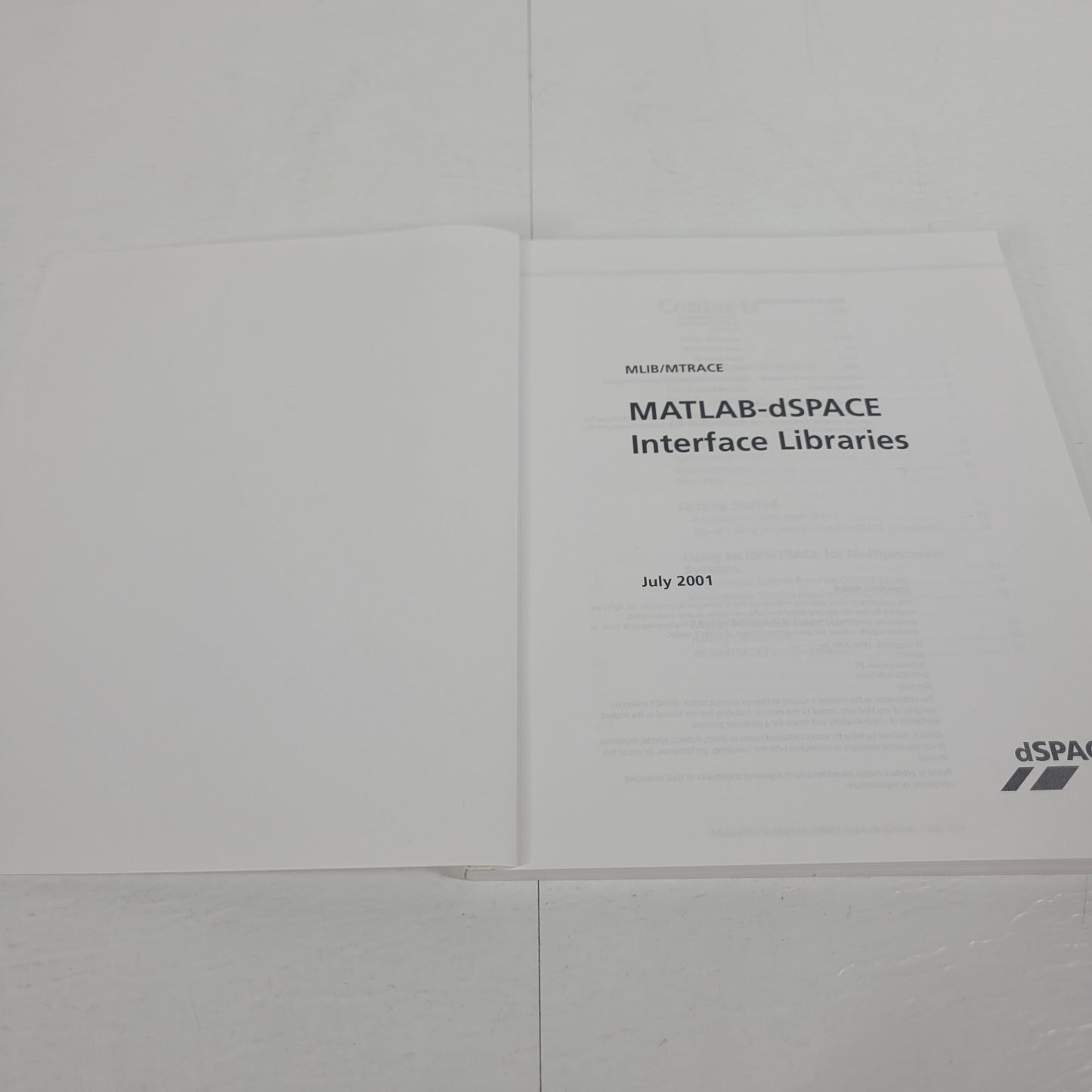dSPACE MLIB MTRACE MATLAB Interface Trace Libraries Manual Release 3.4 2002